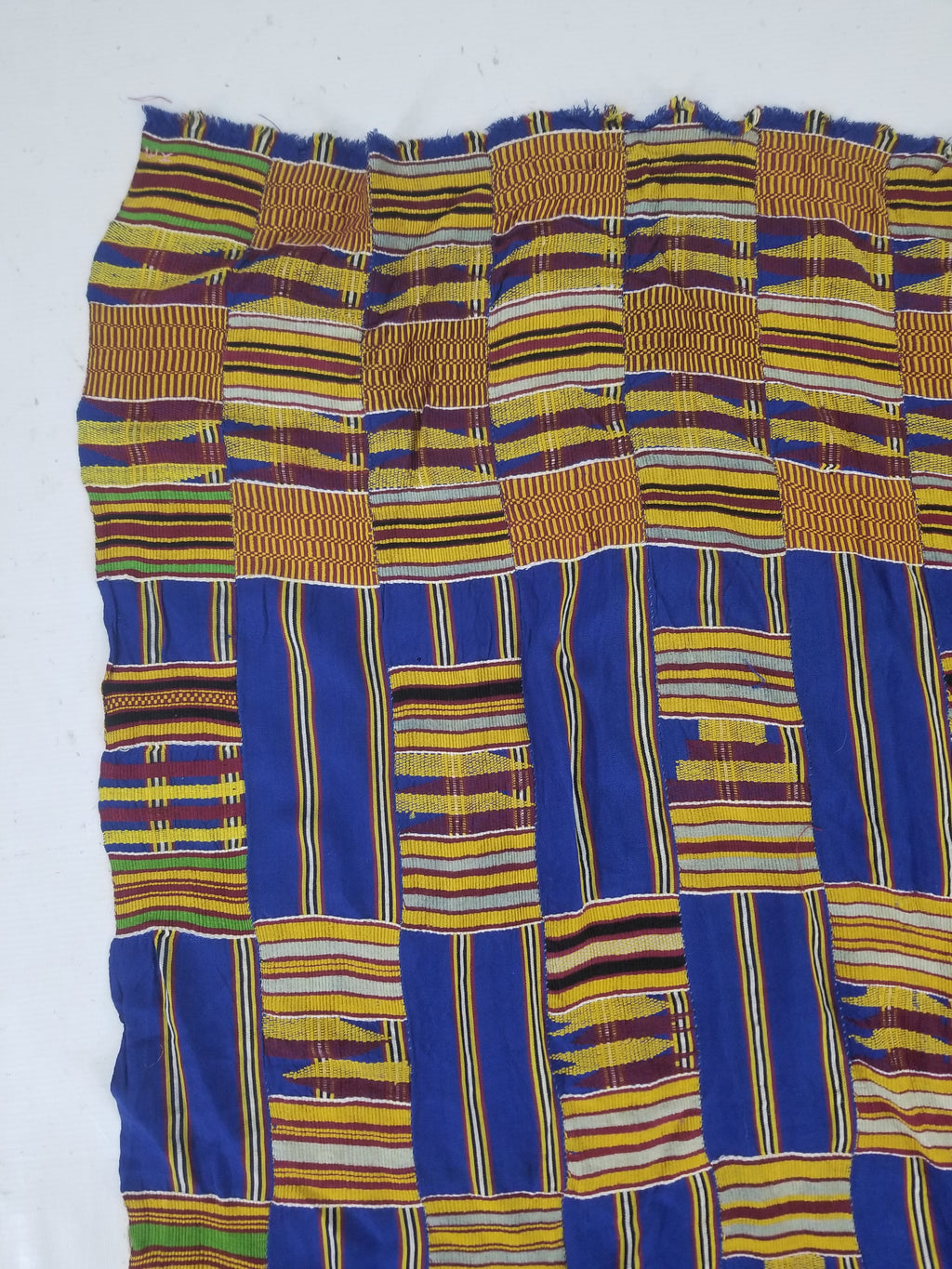 Vintage Ghana Kente Cloth Handwoven Patchwork Checkerboard Textile 173x93cm