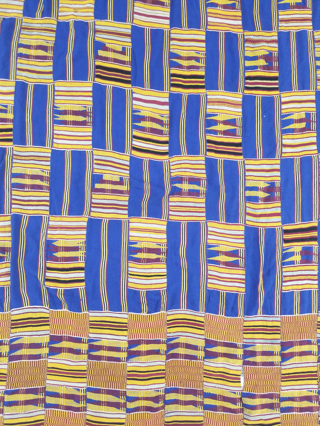 Vintage Ghana Kente Cloth Handwoven Patchwork Checkerboard Textile 173x93cm