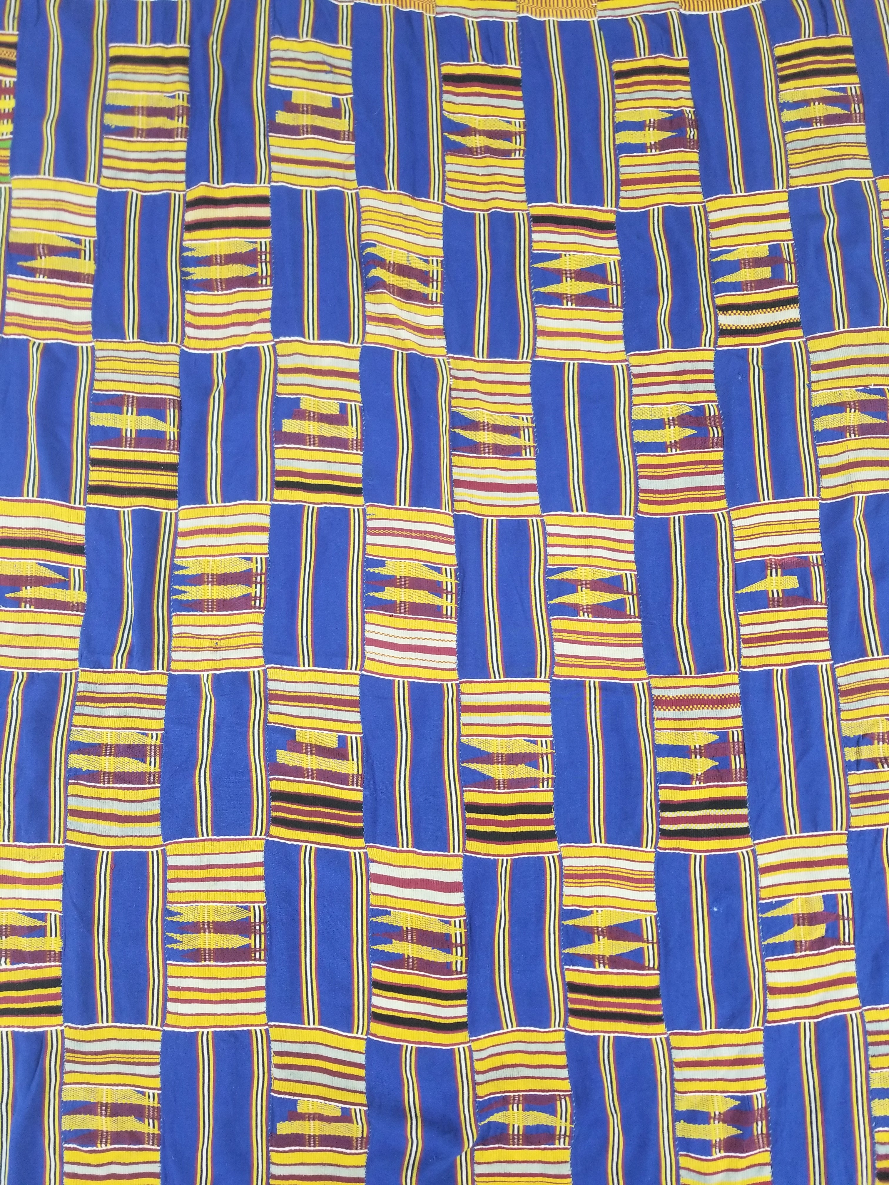 Vintage Ghana Kente Cloth Handwoven Patchwork Checkerboard Textile 173x93cm
