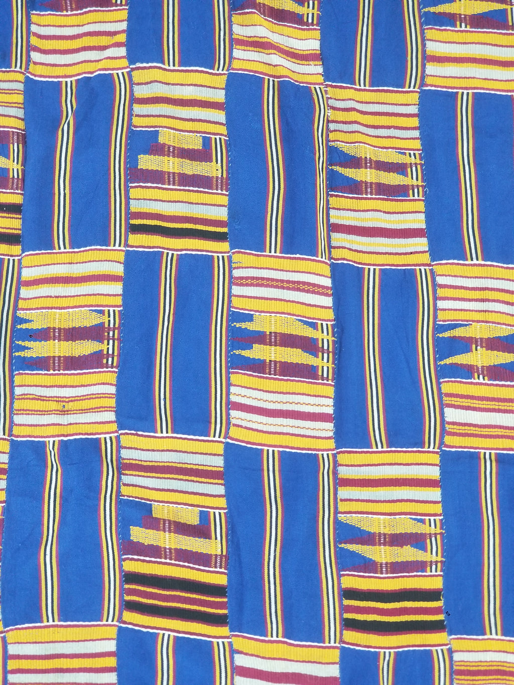 Vintage Ghana Kente Cloth Handwoven Patchwork Checkerboard Textile 173x93cm