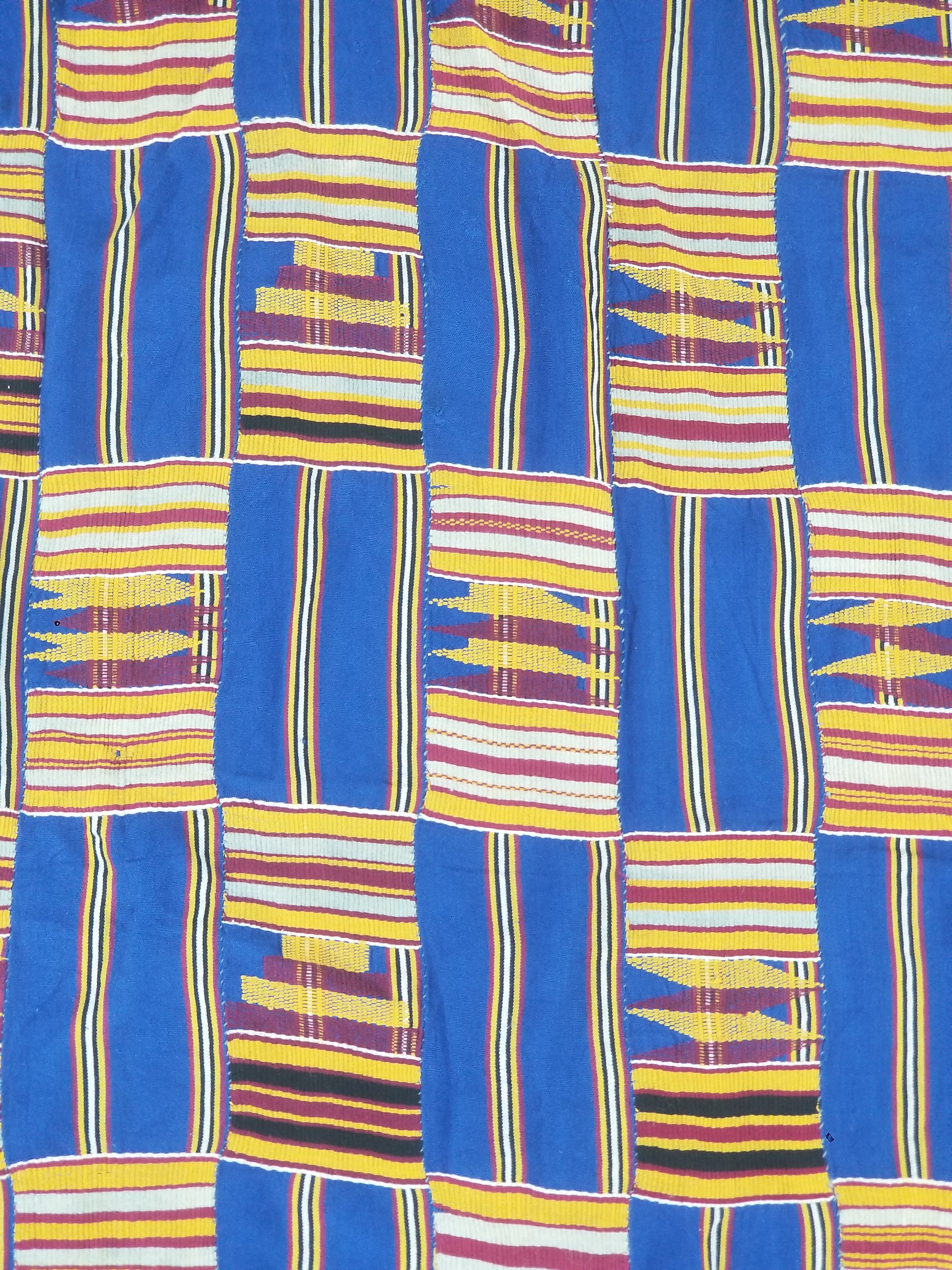 Vintage Ghana Kente Cloth Handwoven Patchwork Checkerboard Textile 173x93cm