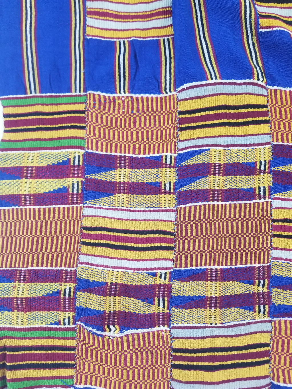 Vintage Ghana Kente Cloth Handwoven Patchwork Checkerboard Textile 173x93cm