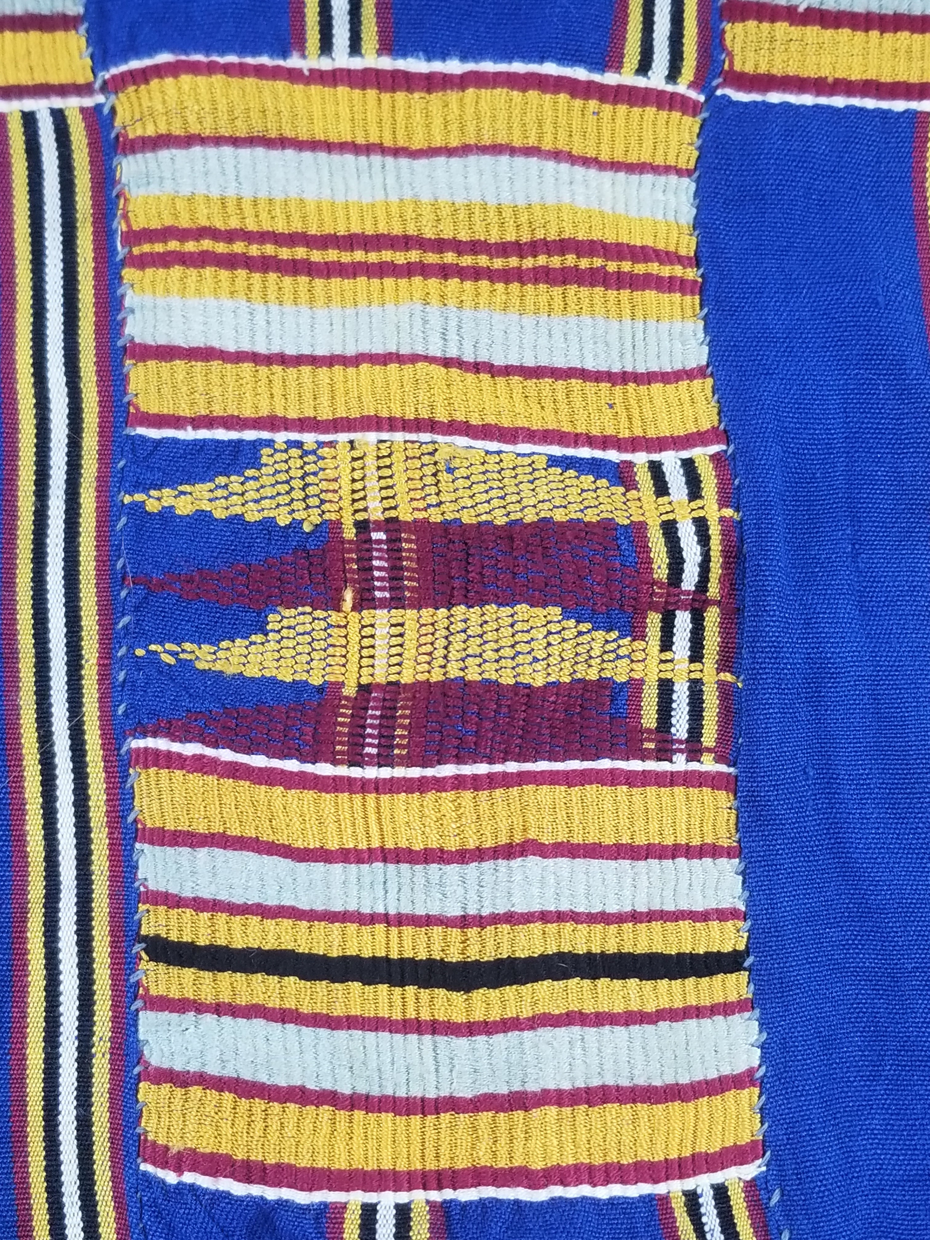 Vintage Ghana Kente Cloth Handwoven Patchwork Checkerboard Textile 173x93cm