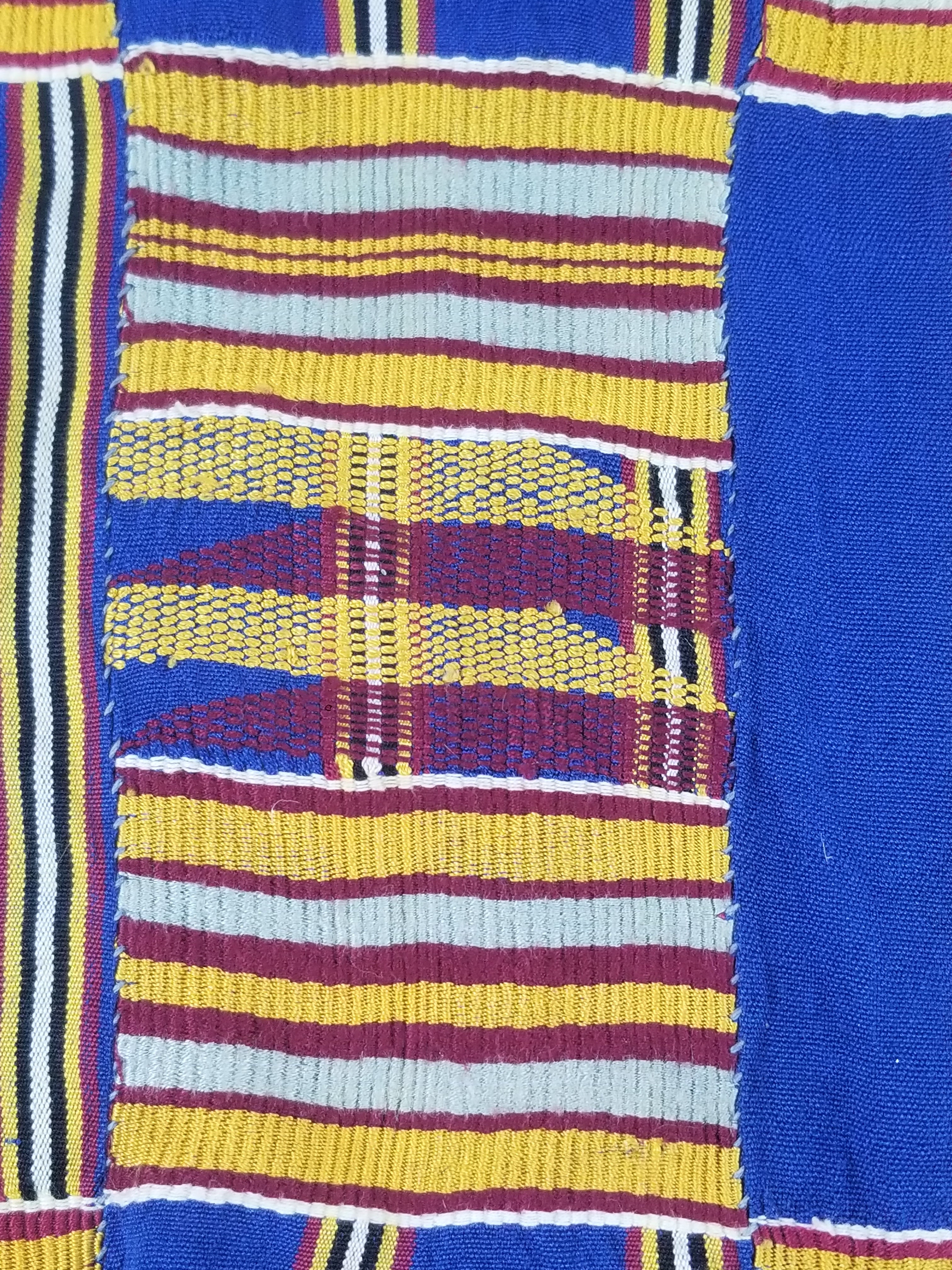 Vintage Ghana Kente Cloth Handwoven Patchwork Checkerboard Textile 173x93cm