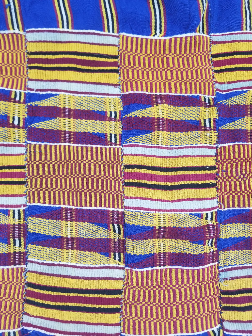 Vintage Ghana Kente Cloth Handwoven Patchwork Checkerboard Textile 173x93cm