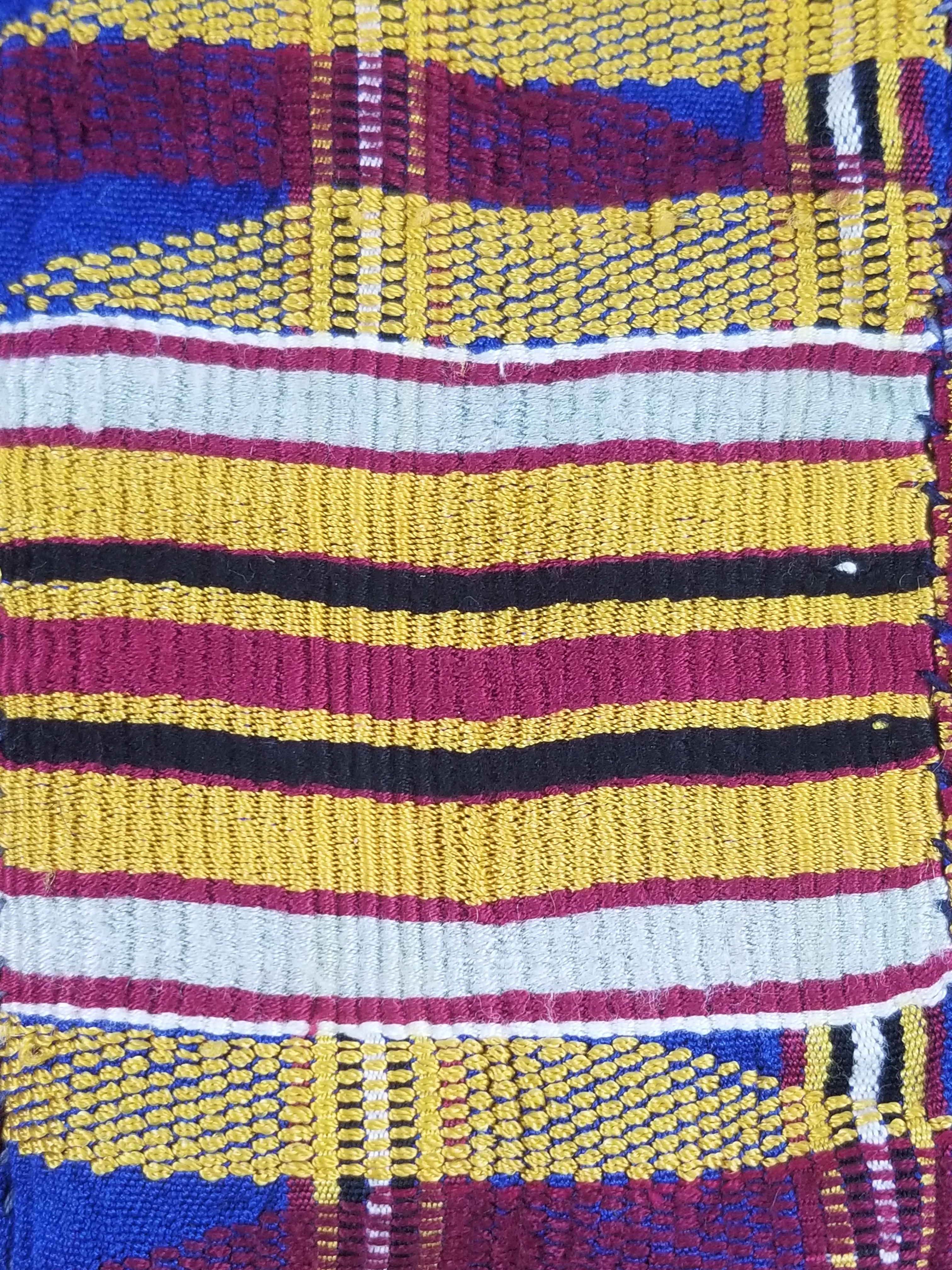 Vintage Ghana Kente Cloth Handwoven Patchwork Checkerboard Textile 173x93cm