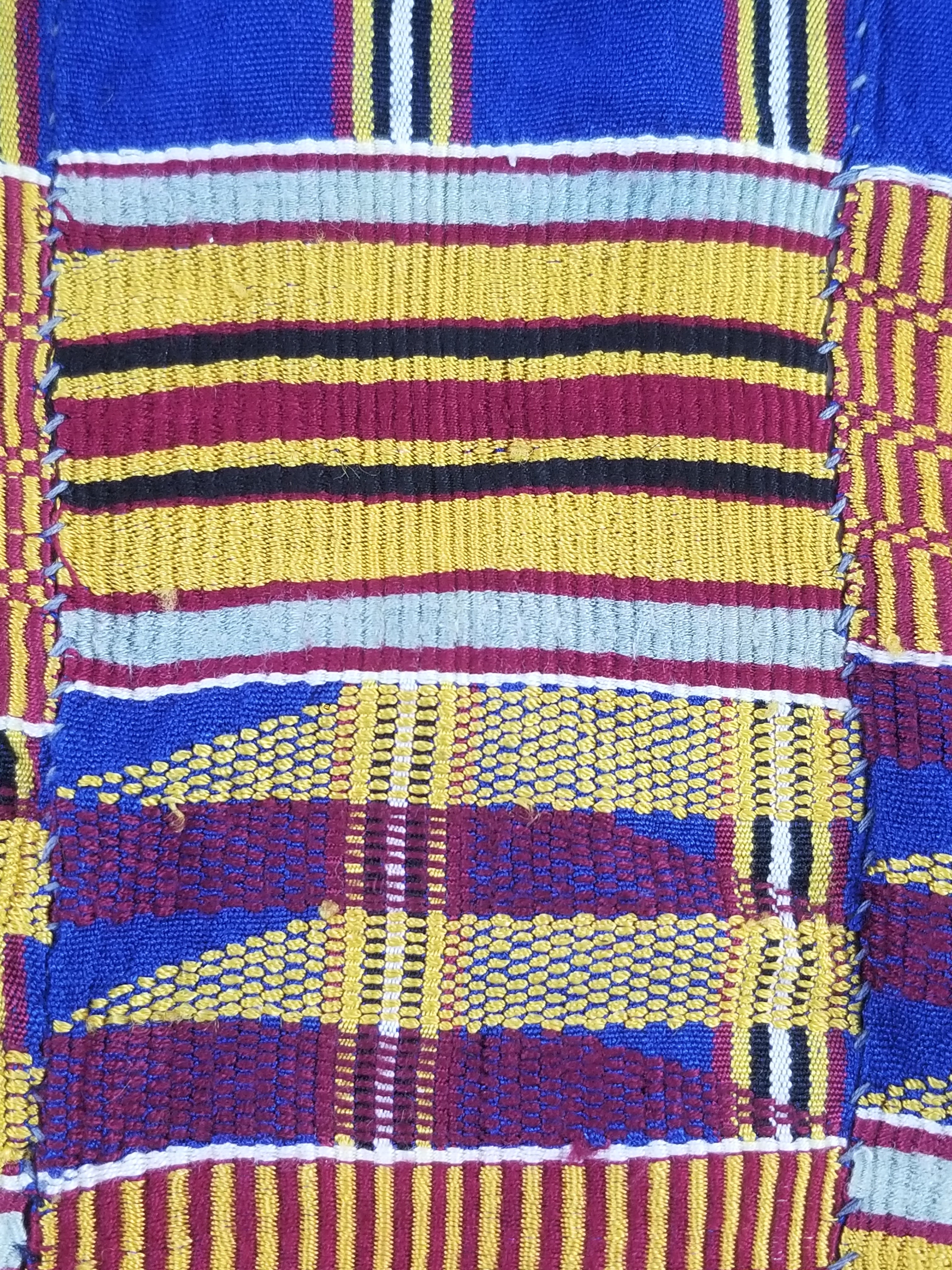 Vintage Ghana Kente Cloth Handwoven Patchwork Checkerboard Textile 173x93cm