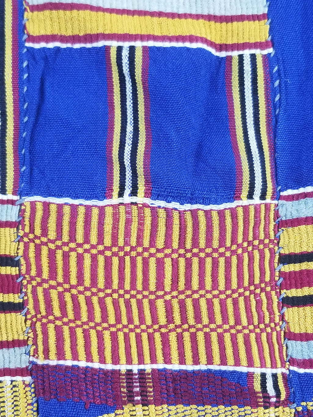 Vintage Ghana Kente Cloth Handwoven Patchwork Checkerboard Textile 173x93cm