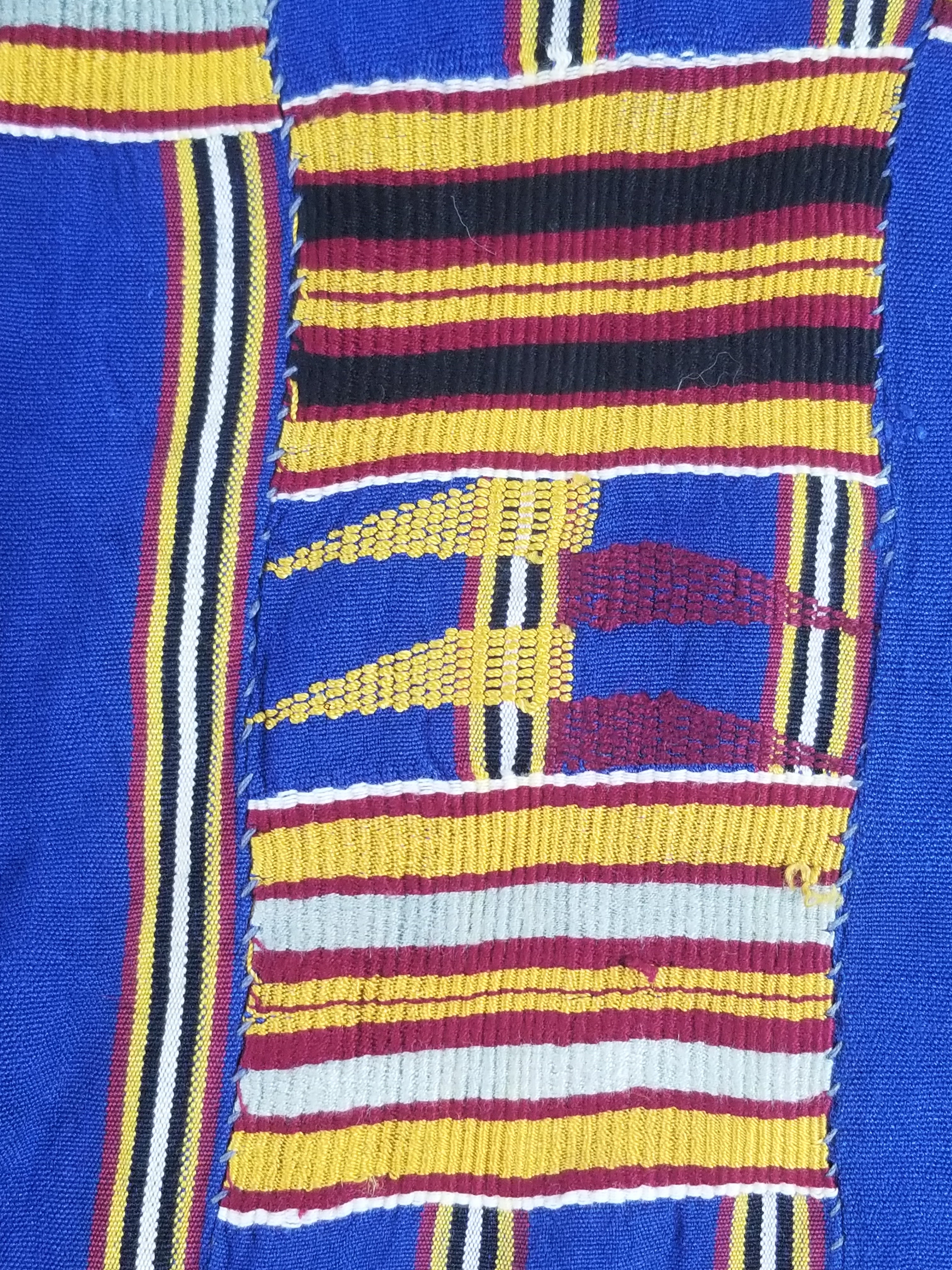 Vintage Ghana Kente Cloth Handwoven Patchwork Checkerboard Textile 173x93cm