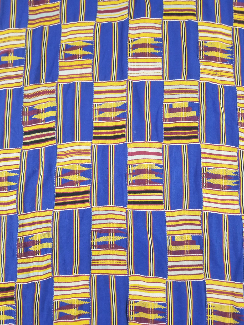 Vintage Ghana Kente Cloth Handwoven Patchwork Checkerboard Textile 173x93cm
