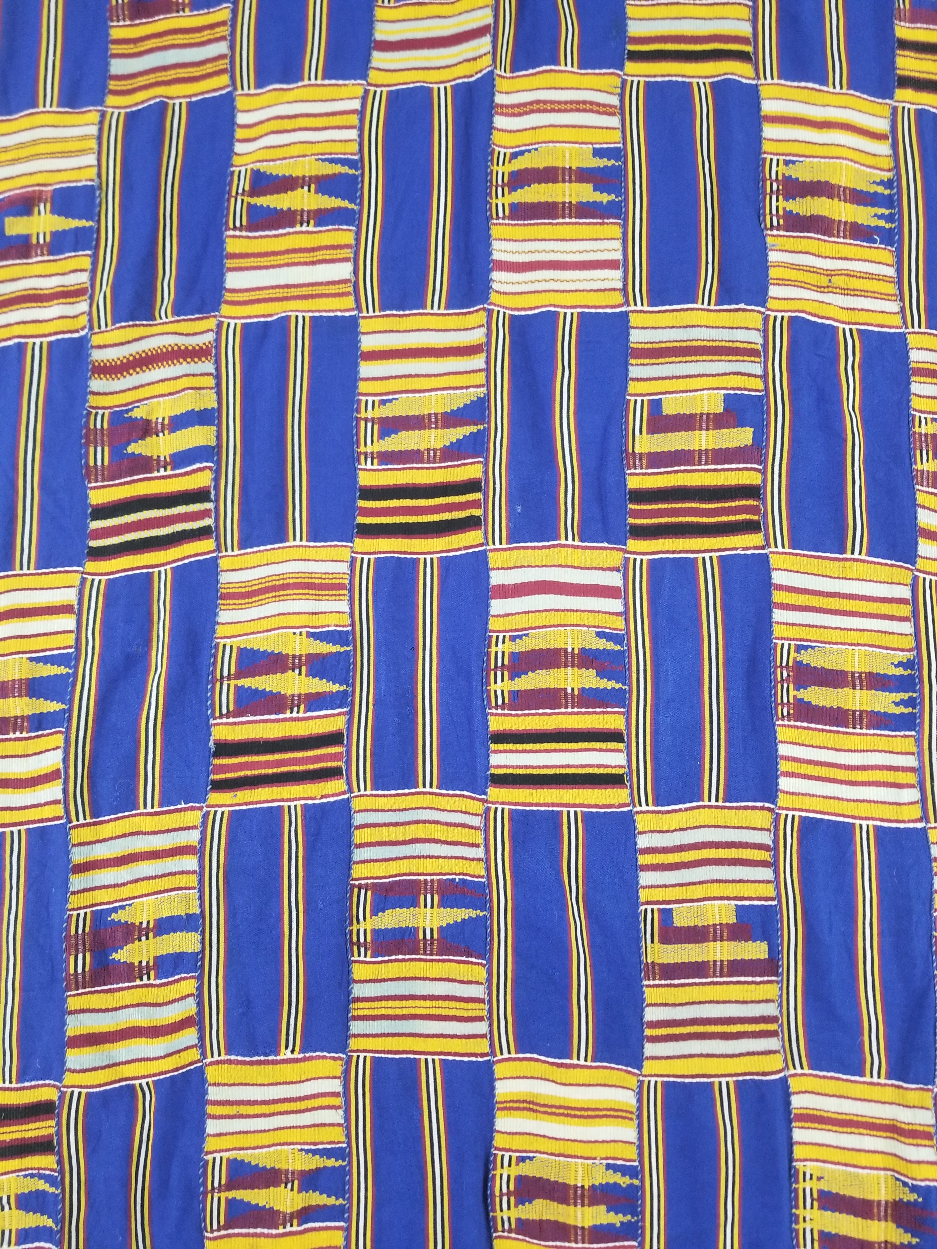 Vintage Ghana Kente Cloth Handwoven Patchwork Checkerboard Textile 173x93cm