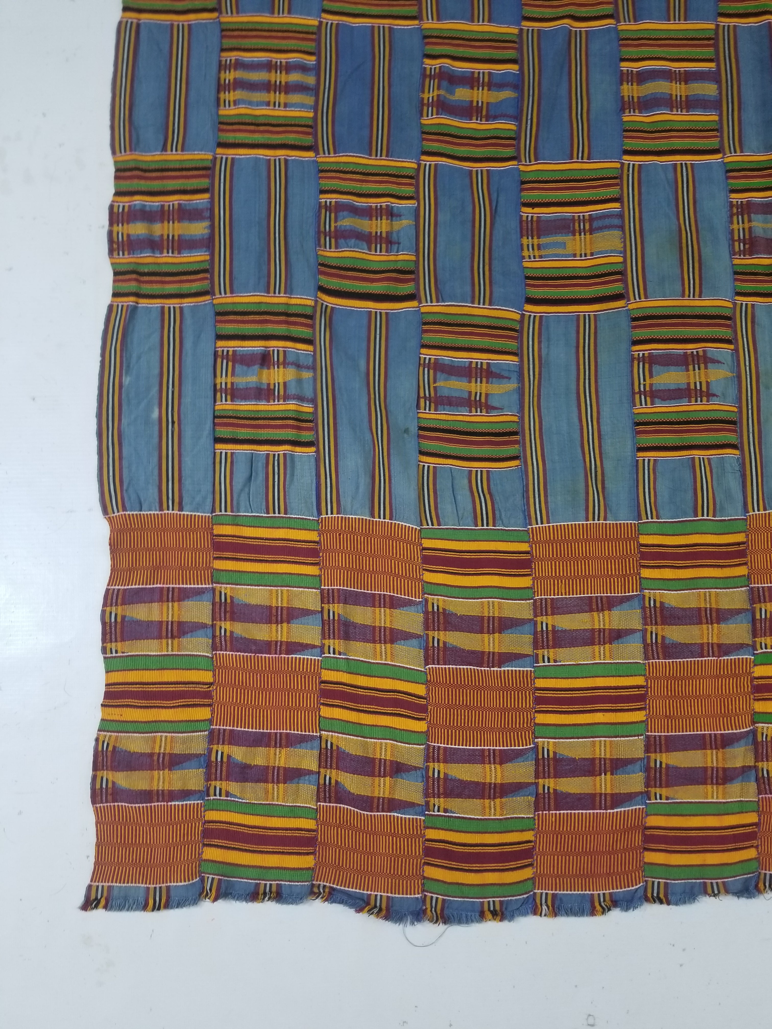 Vintage Ghana Kente Cloth Handwoven Patchwork Checkerboard Textile 181x115cm