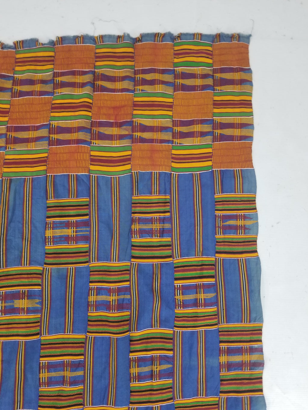 Vintage Ghana Kente Cloth Handwoven Patchwork Checkerboard Textile 181x115cm