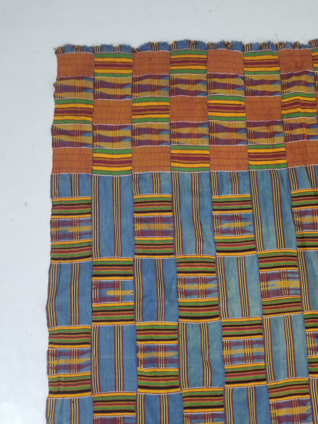 Vintage Ghana Kente Cloth Handwoven Patchwork Checkerboard Textile 181x115cm