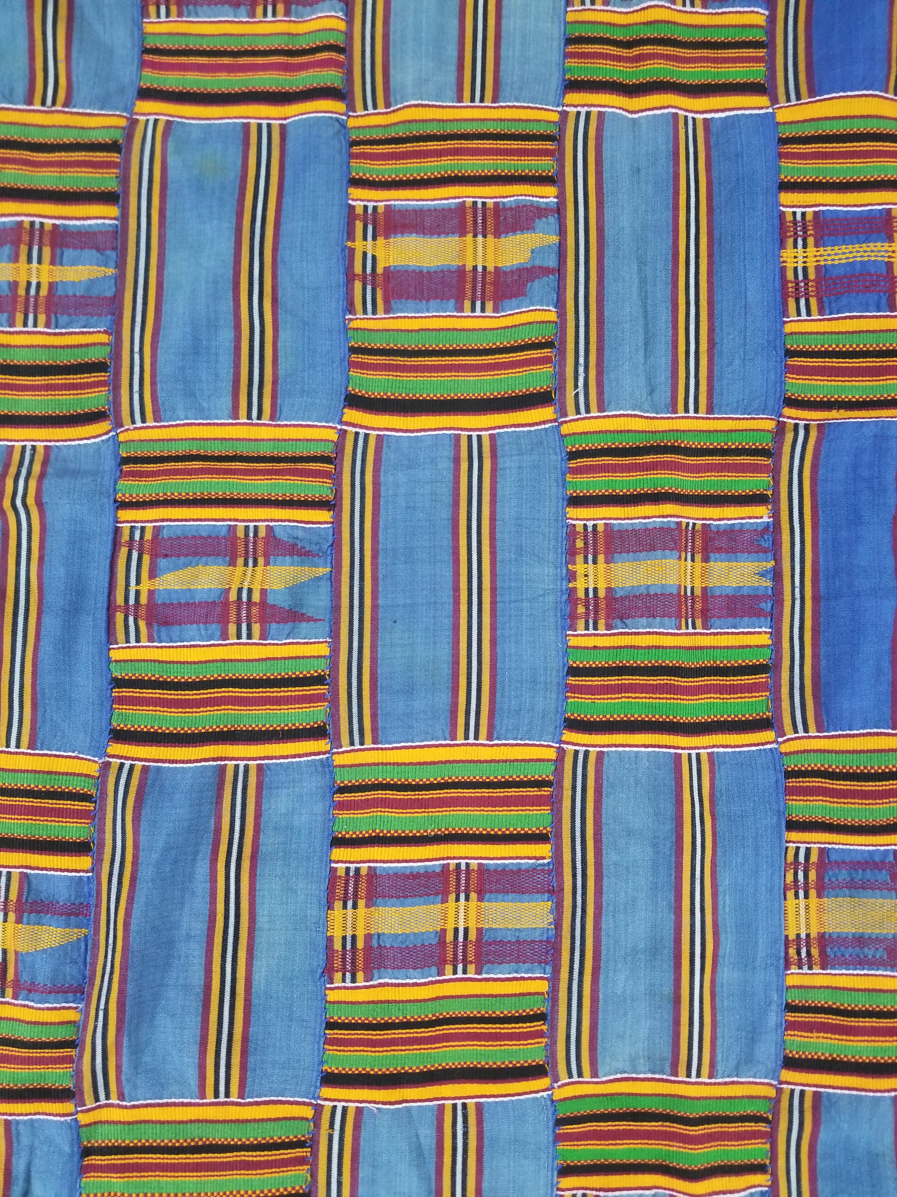Vintage Ghana Kente Cloth Handwoven Patchwork Checkerboard Textile 181x115cm