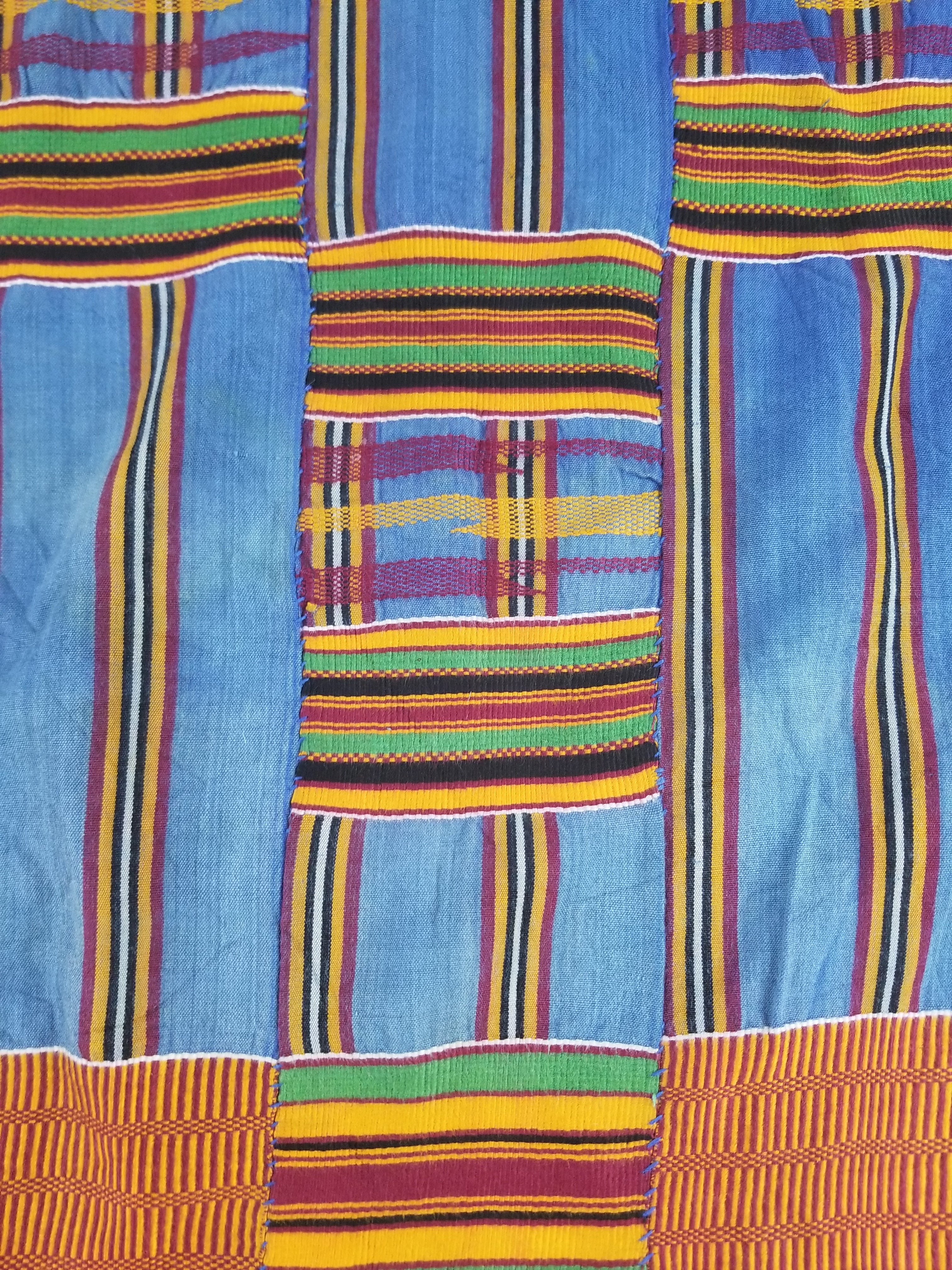 Vintage Ghana Kente Cloth Handwoven Patchwork Checkerboard Textile 181x115cm