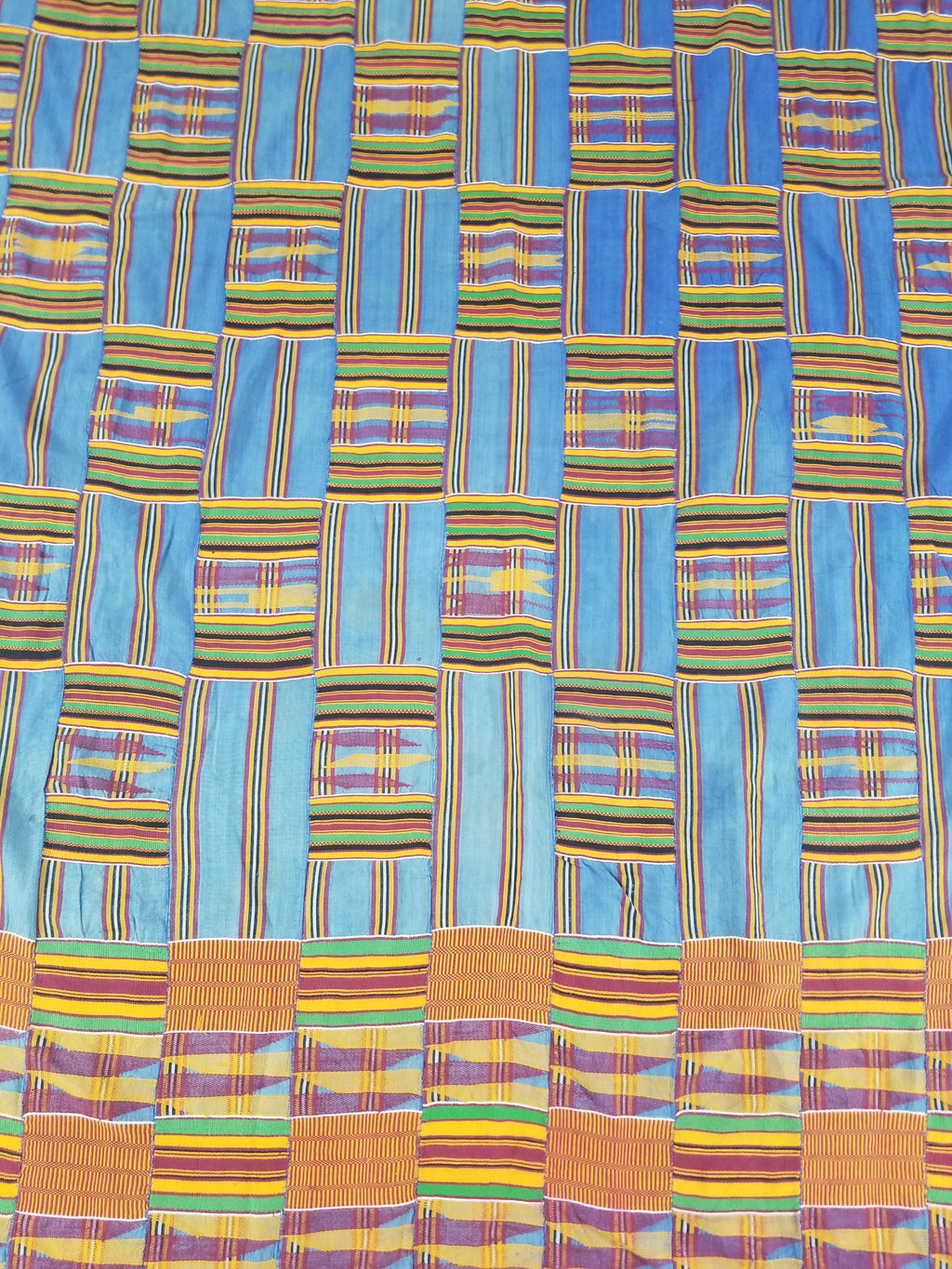 Vintage Ghana Kente Cloth Handwoven Patchwork Checkerboard Textile 181x115cm