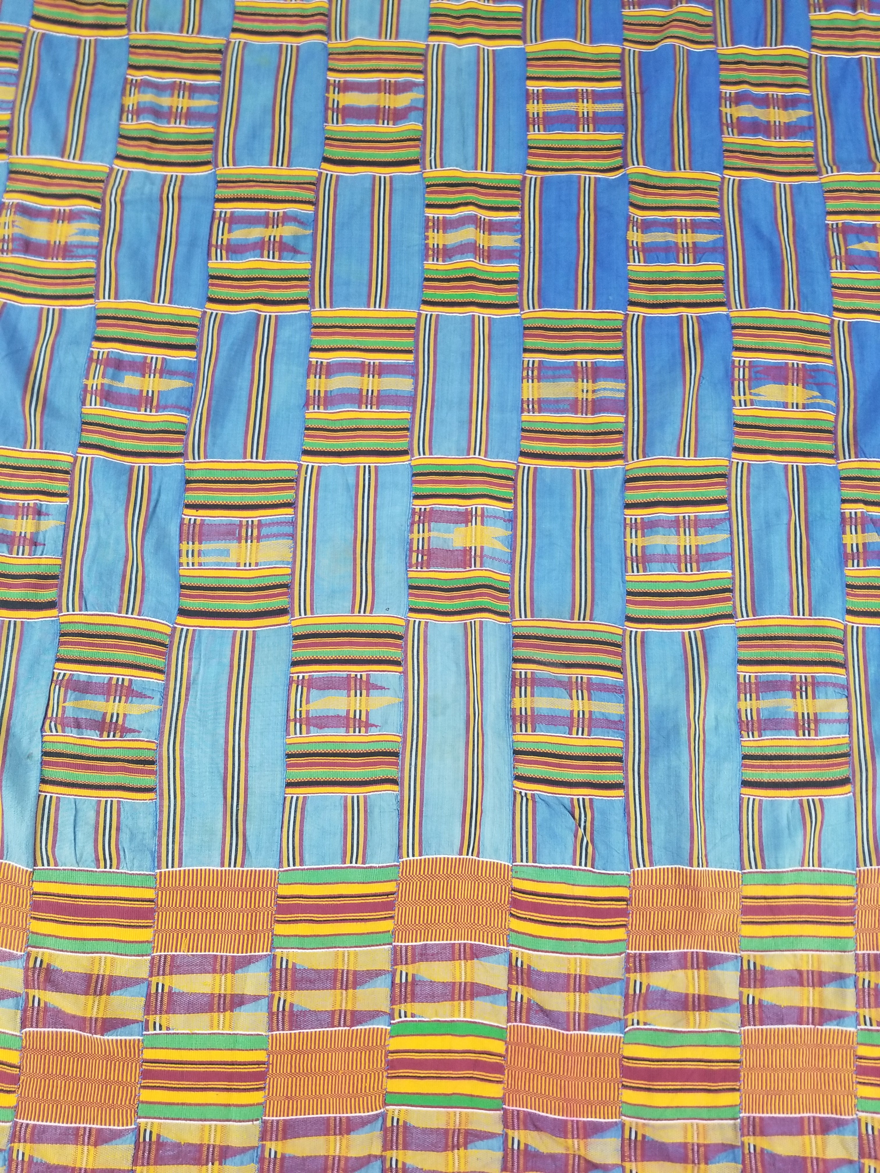 Vintage Ghana Kente Cloth Handwoven Patchwork Checkerboard Textile 181x115cm