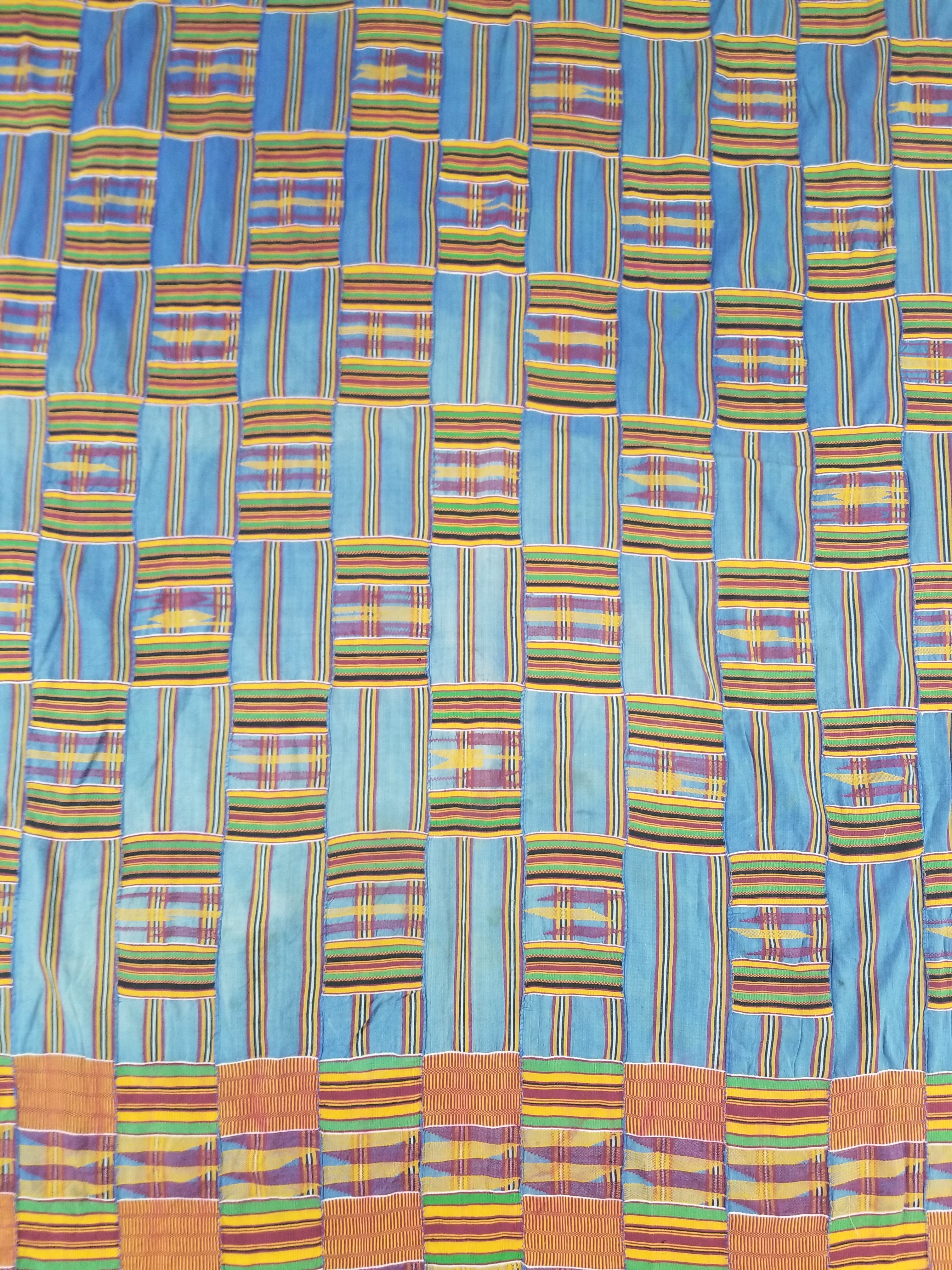 Vintage Ghana Kente Cloth Handwoven Patchwork Checkerboard Textile 181x115cm