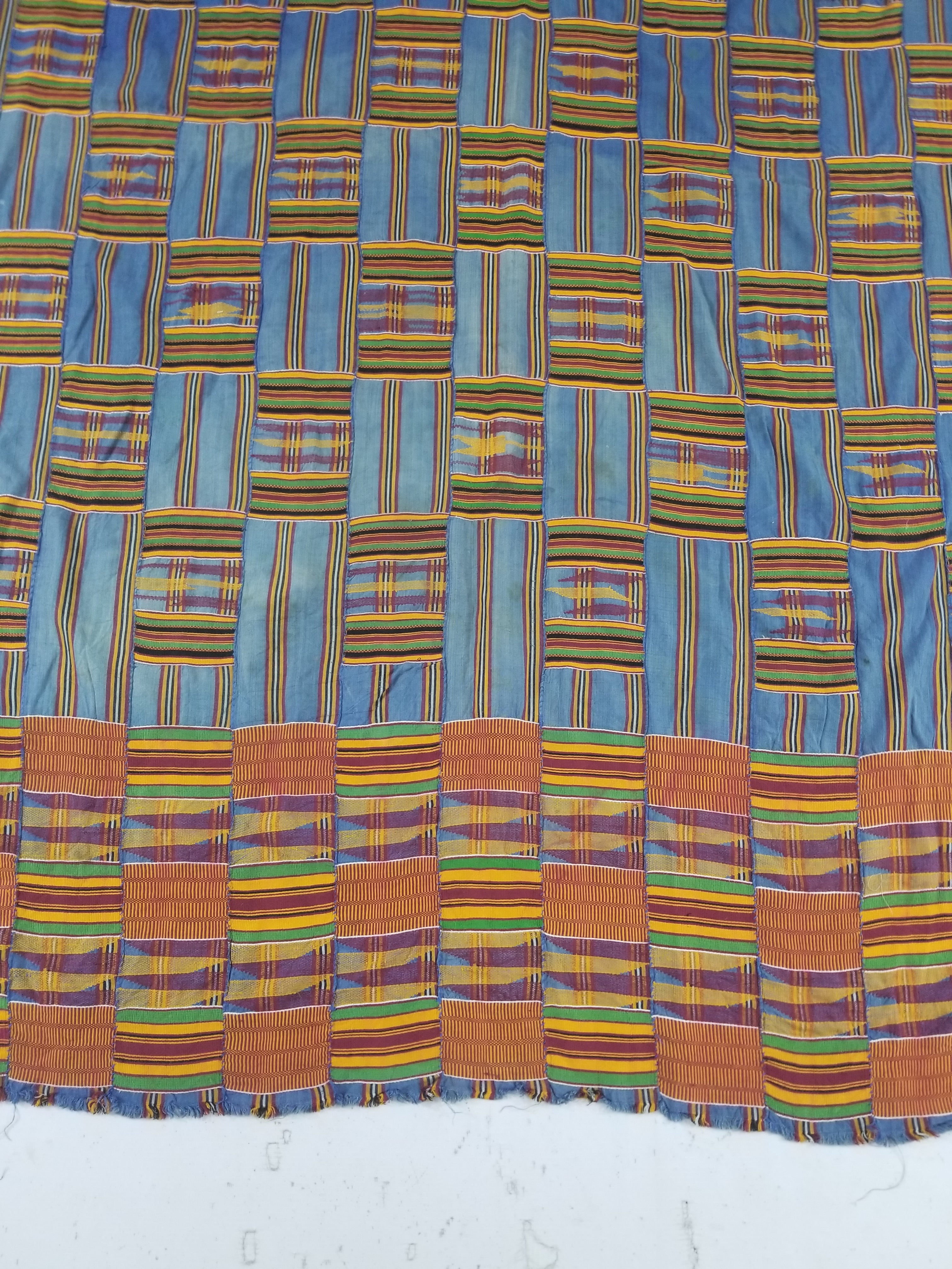 Vintage Ghana Kente Cloth Handwoven Patchwork Checkerboard Textile 181x115cm