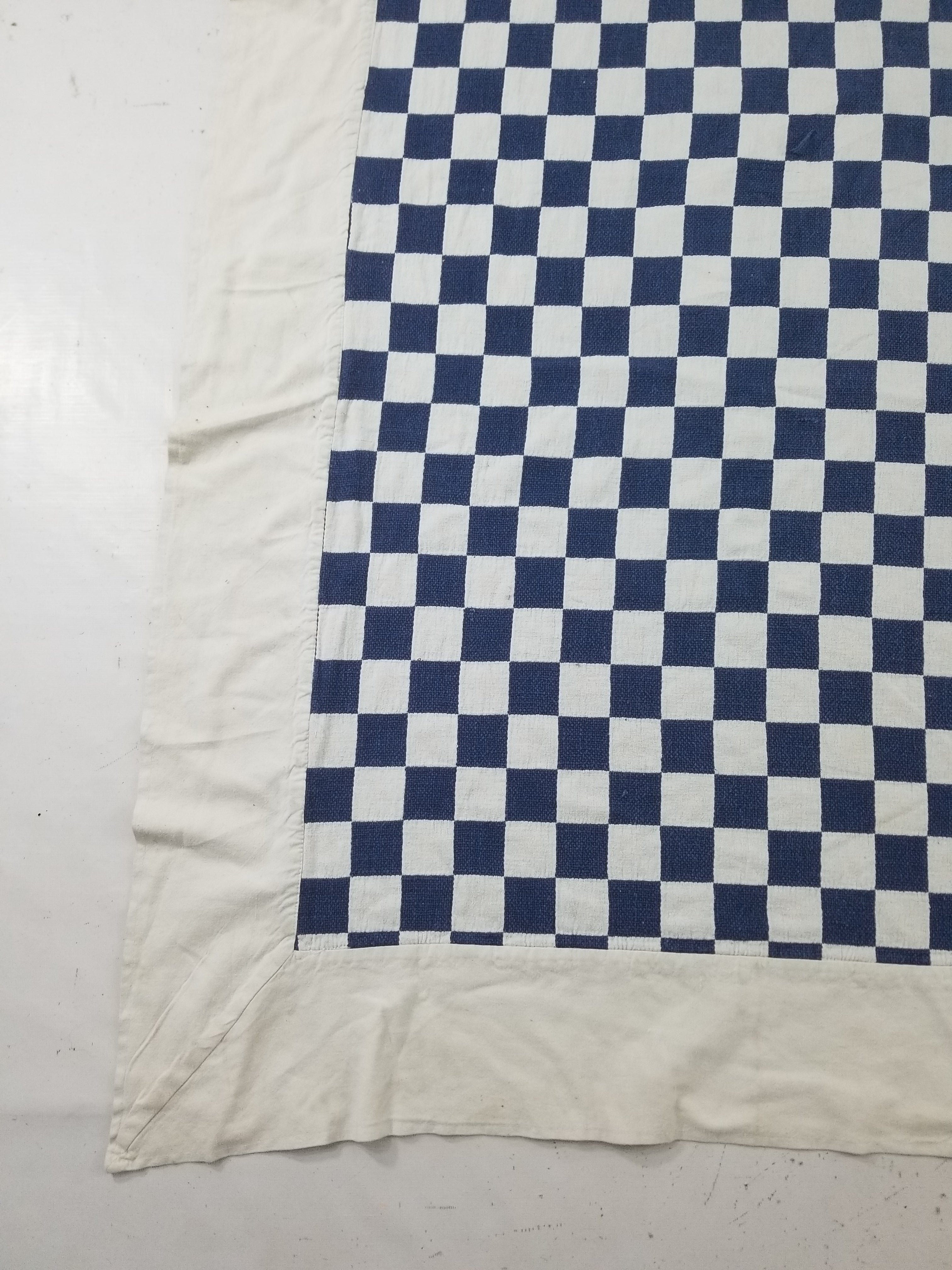 Vintage Traditional African Handwoven Checkerboard Textile Throw 226x197cm