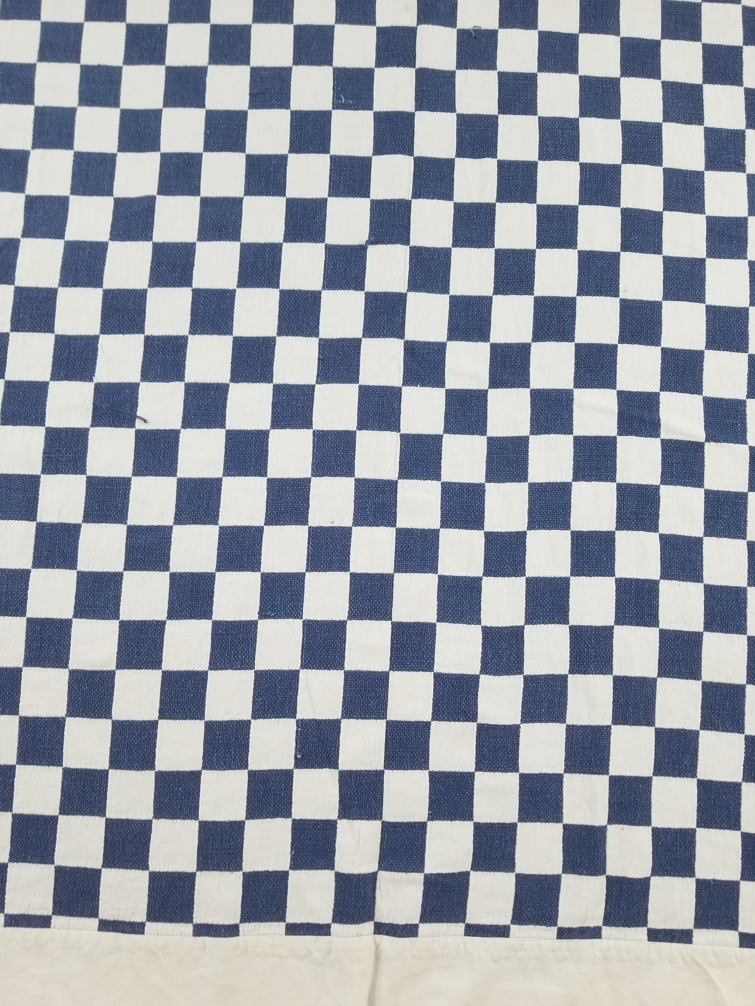 Vintage Traditional African Handwoven Checkerboard Textile Throw 226x197cm