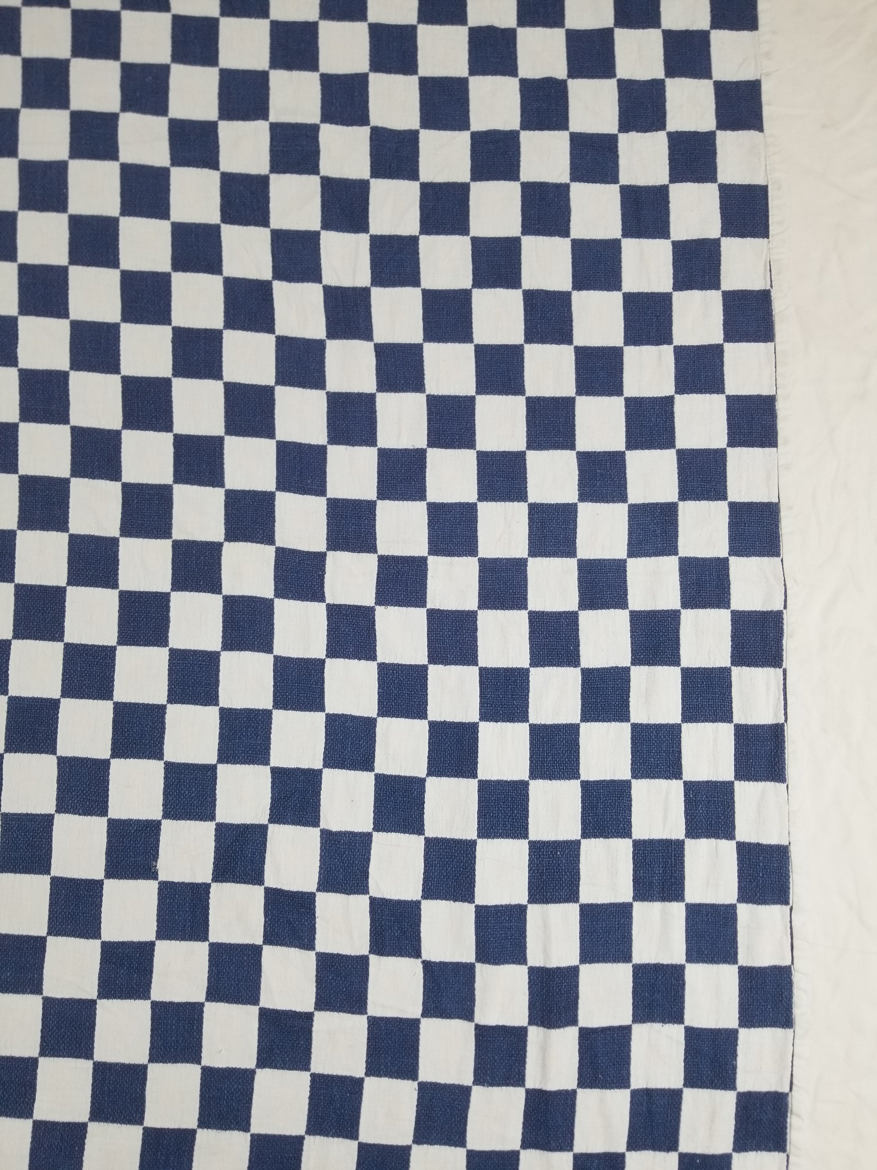 Vintage Traditional African Handwoven Checkerboard Textile Throw 226x197cm