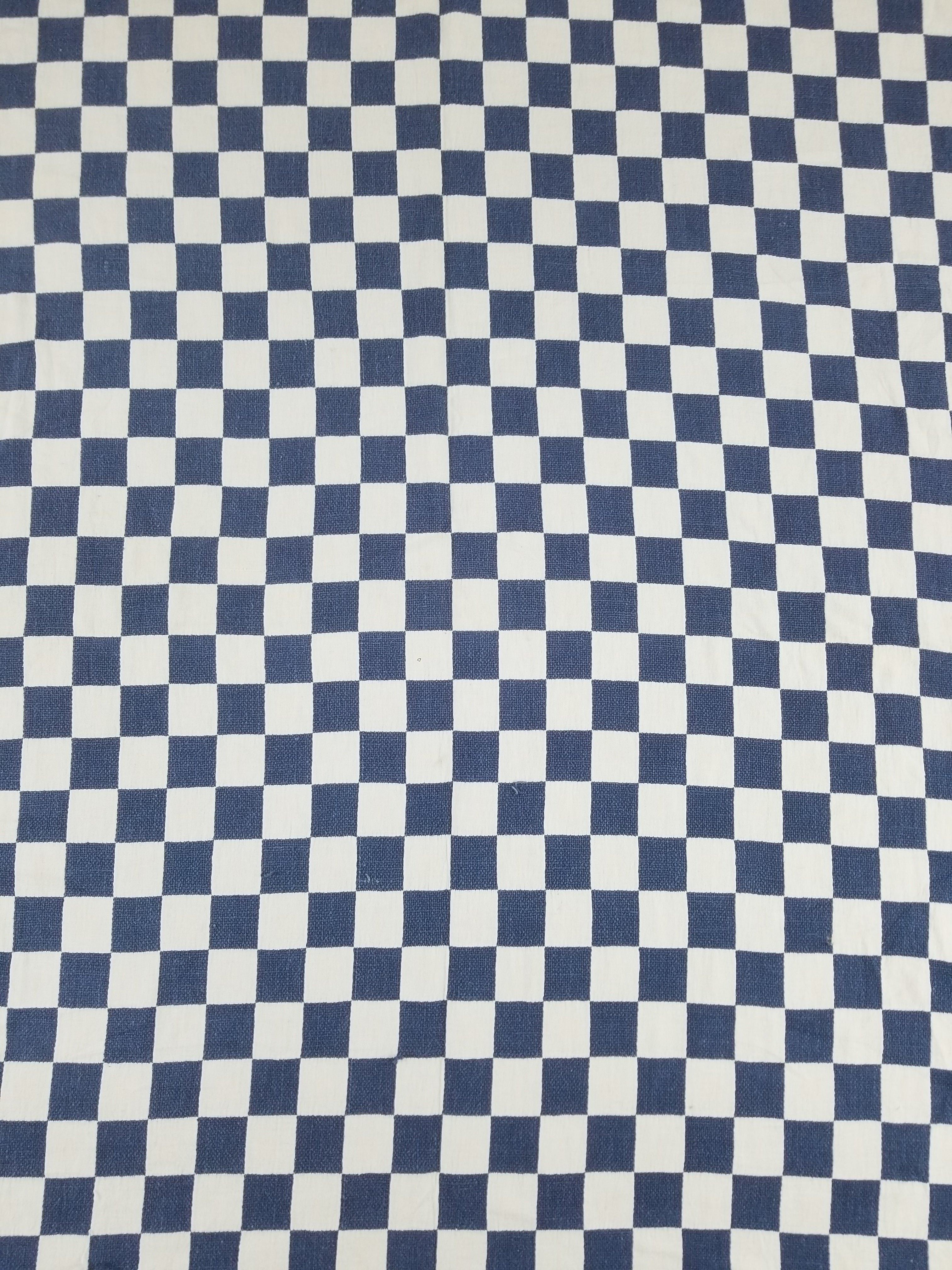 Vintage Traditional African Handwoven Checkerboard Textile Throw 226x197cm