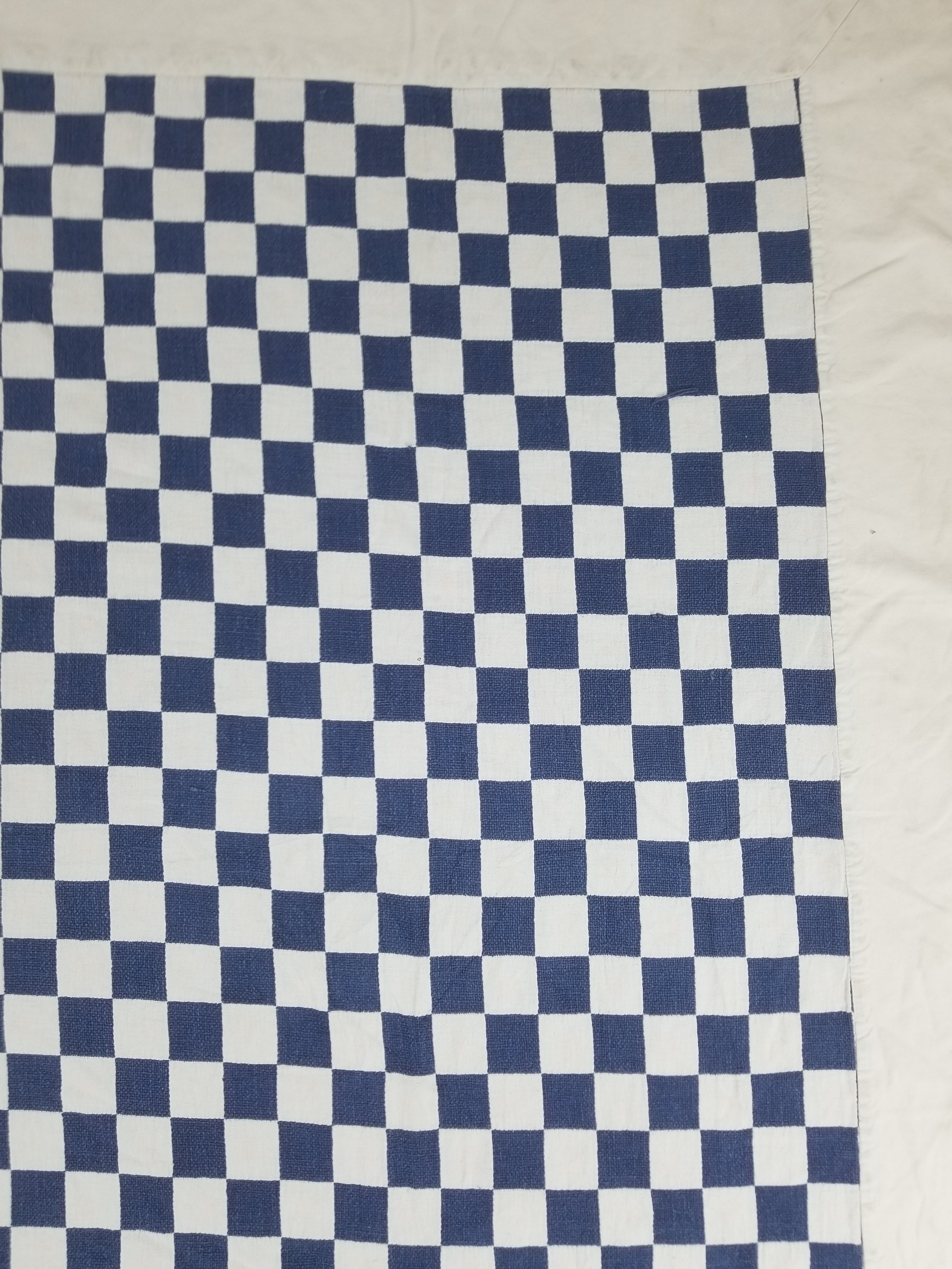 Vintage Traditional African Handwoven Checkerboard Textile Throw 226x197cm