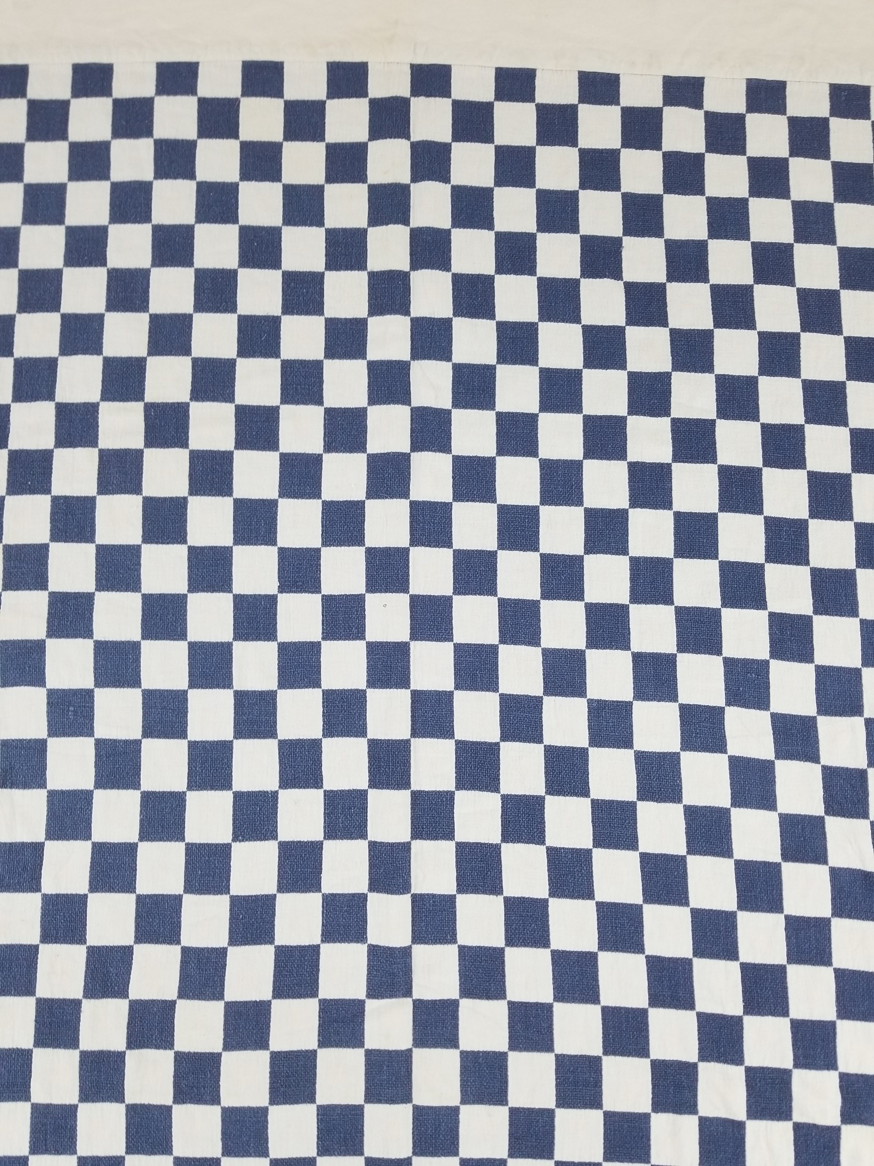 Vintage Traditional African Handwoven Checkerboard Textile Throw 226x197cm