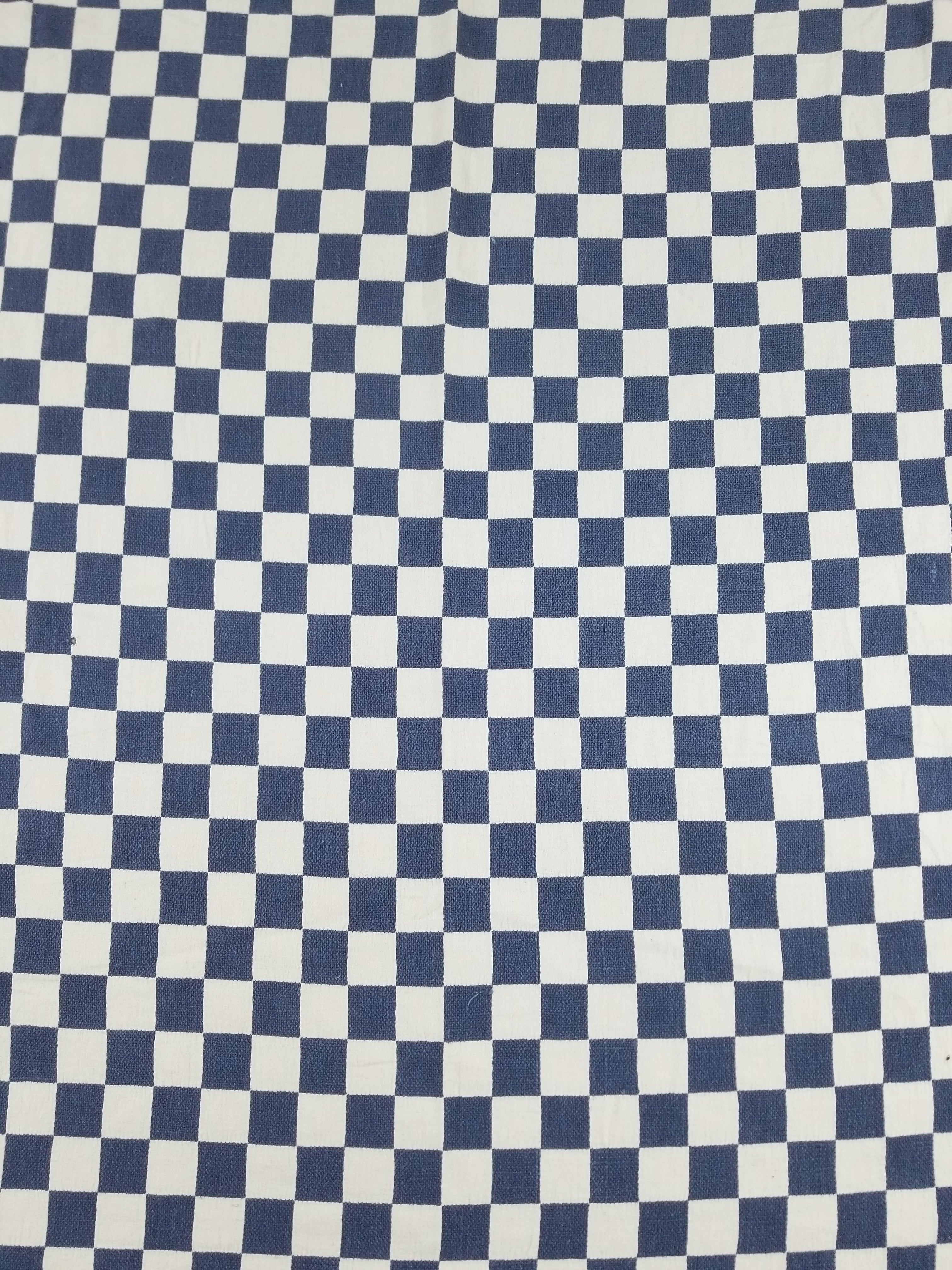 Vintage Traditional African Handwoven Checkerboard Textile Throw 226x197cm