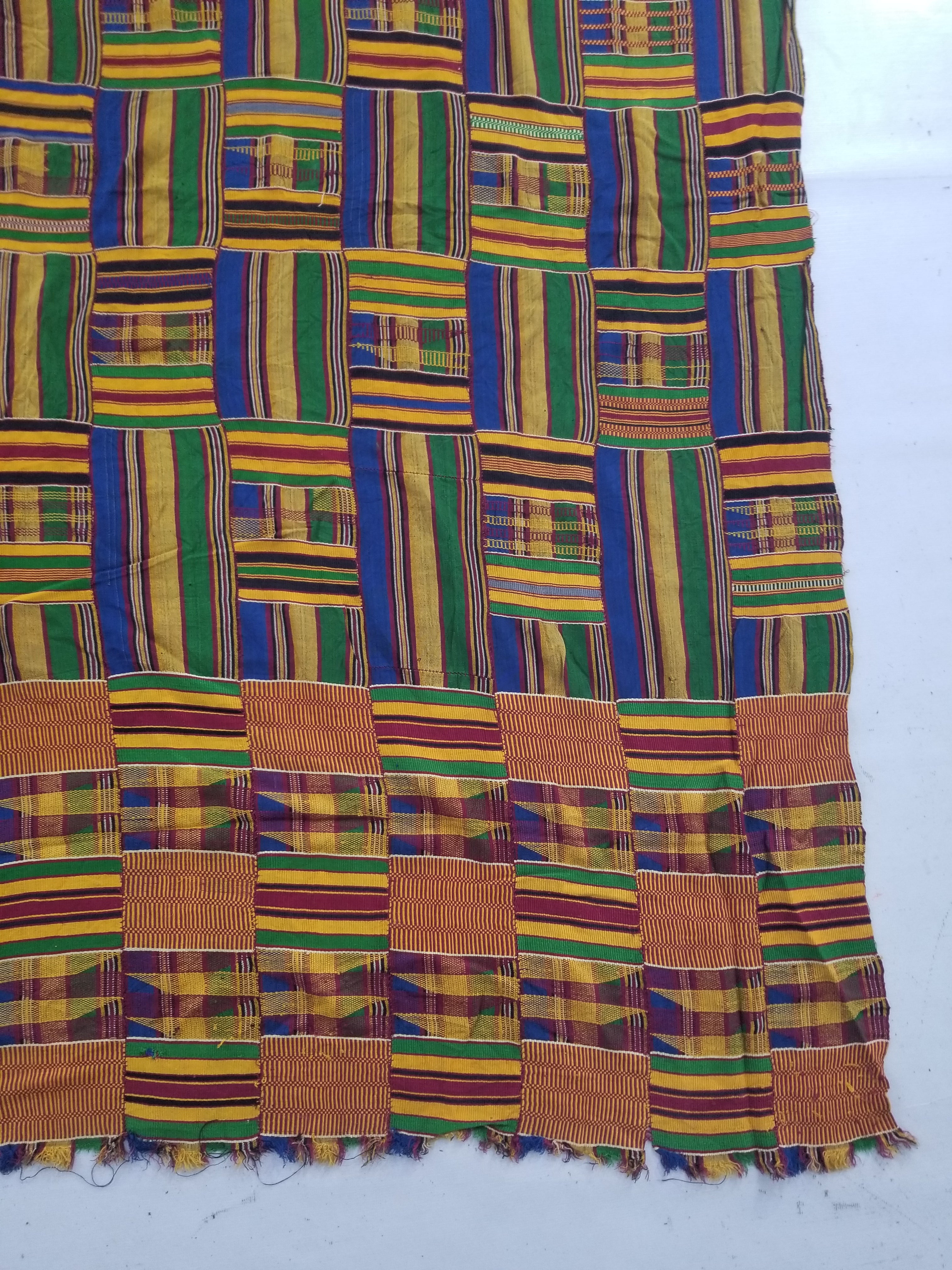 Vintage Ghana Kente Cloth Handwoven Striped Textile Throw 302x190cm