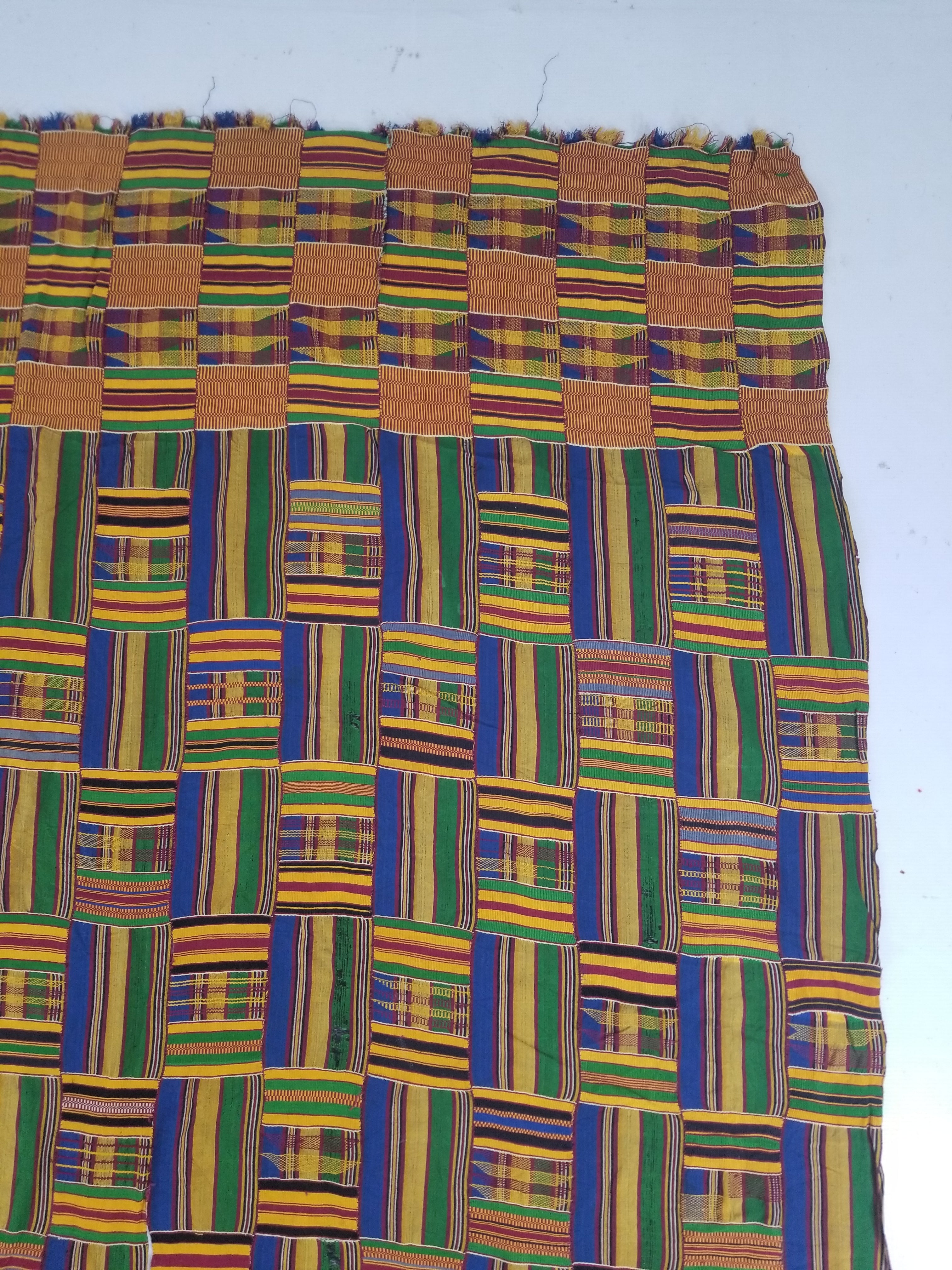 Vintage Ghana Kente Cloth Handwoven Striped Textile Throw 302x190cm