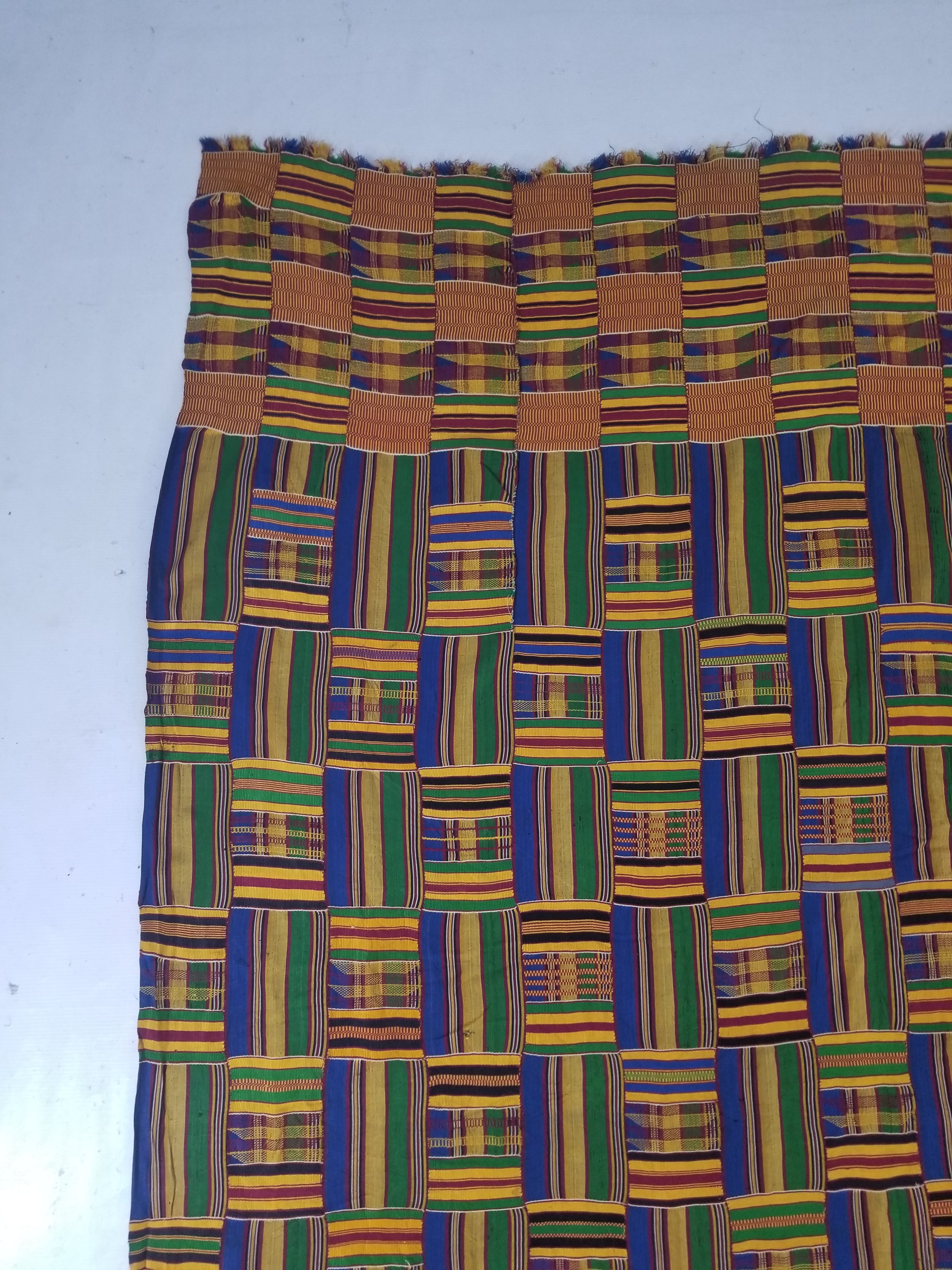 Vintage Ghana Kente Cloth Handwoven Striped Textile Throw 302x190cm