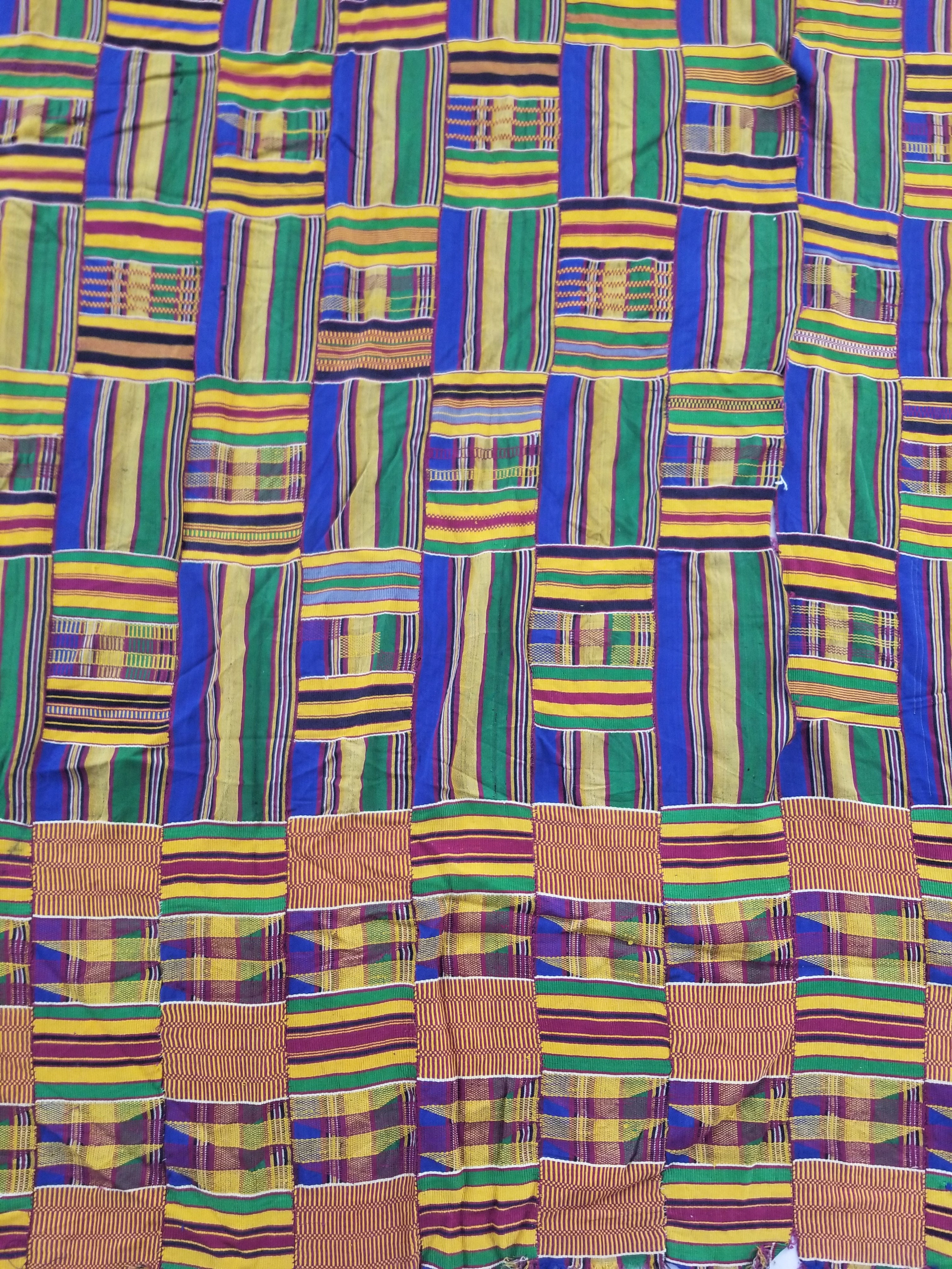 Vintage Ghana Kente Cloth Handwoven Striped Textile Throw 302x190cm