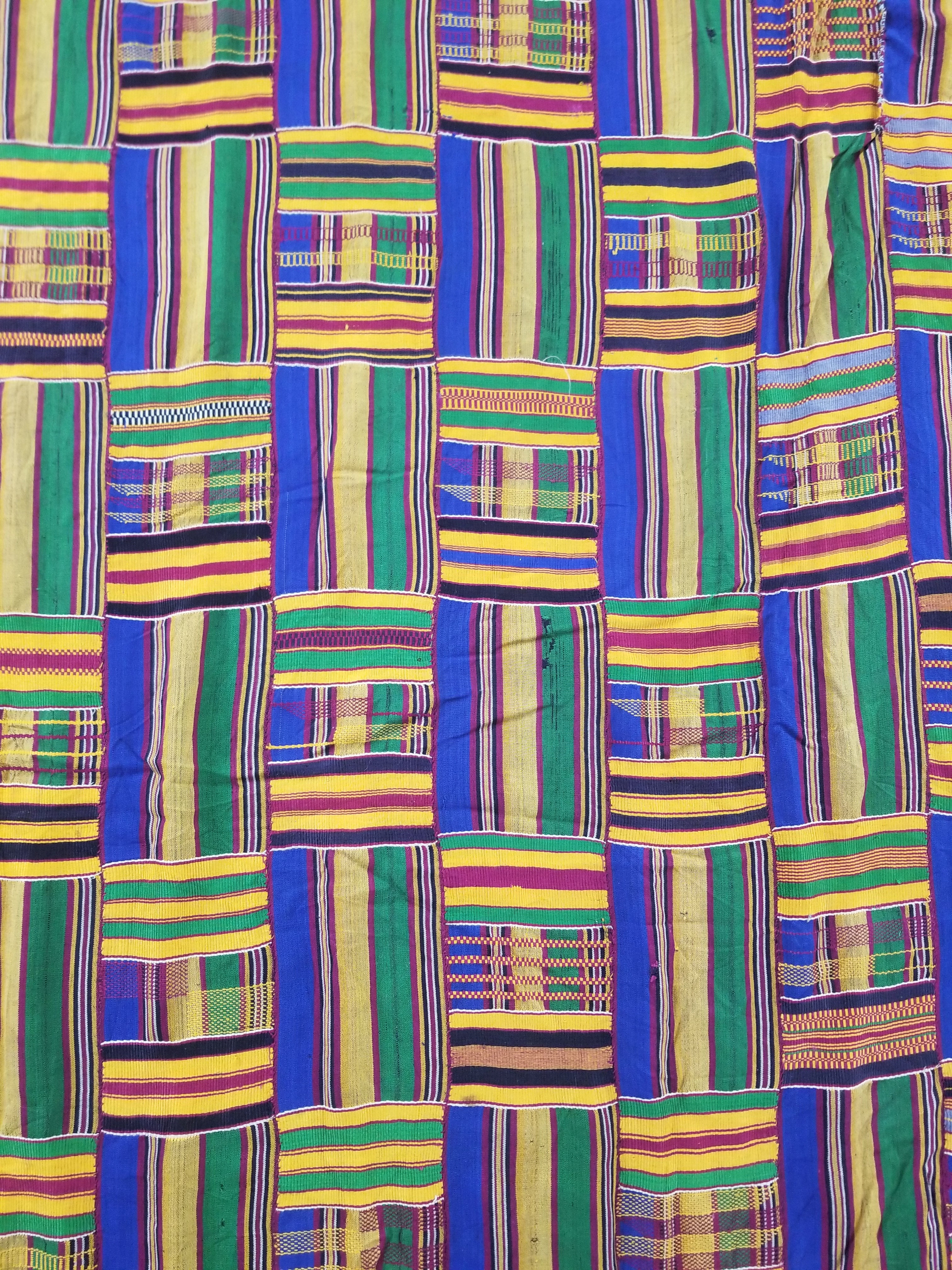 Vintage Ghana Kente Cloth Handwoven Striped Textile Throw 302x190cm