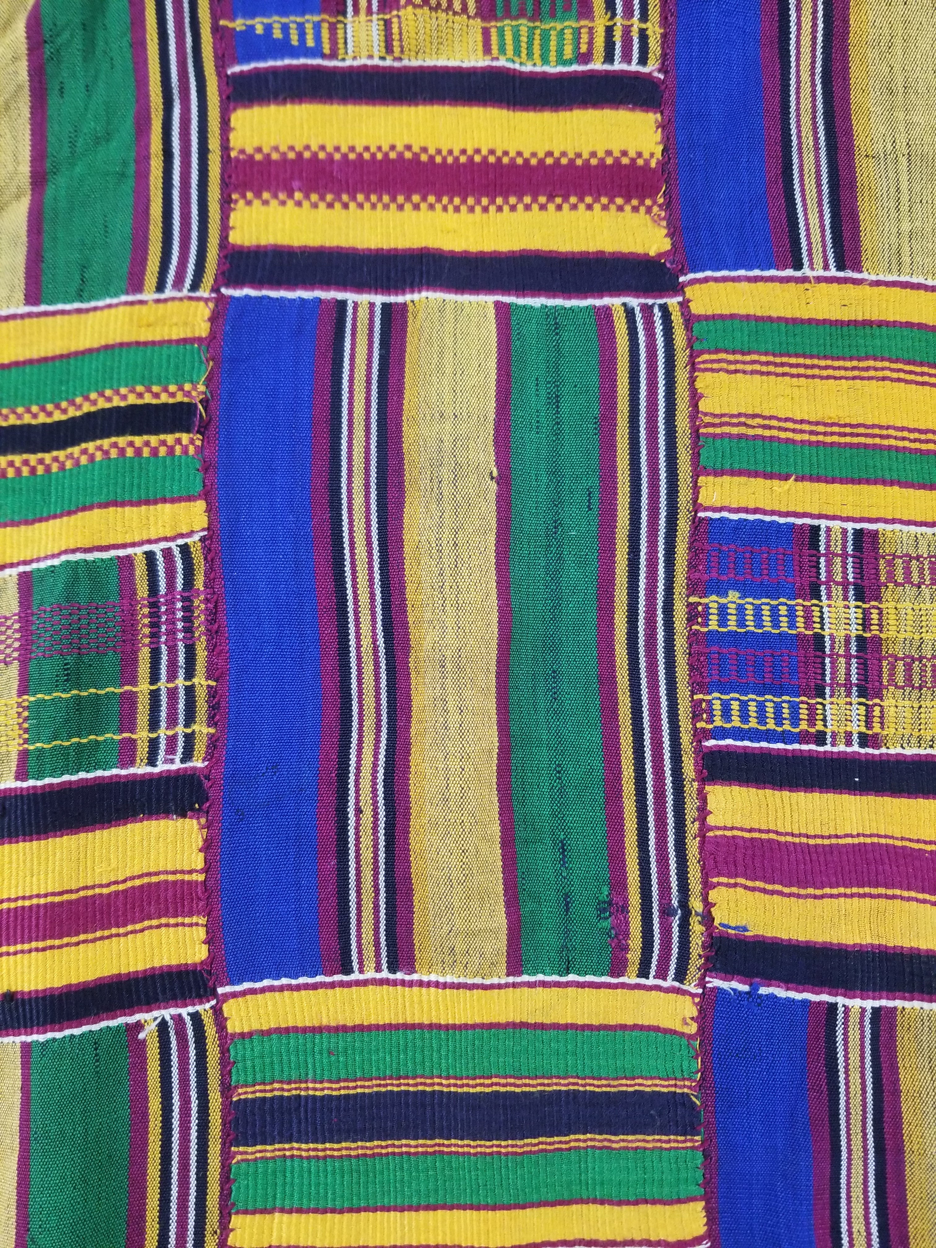 Vintage Ghana Kente Cloth Handwoven Striped Textile Throw 302x190cm