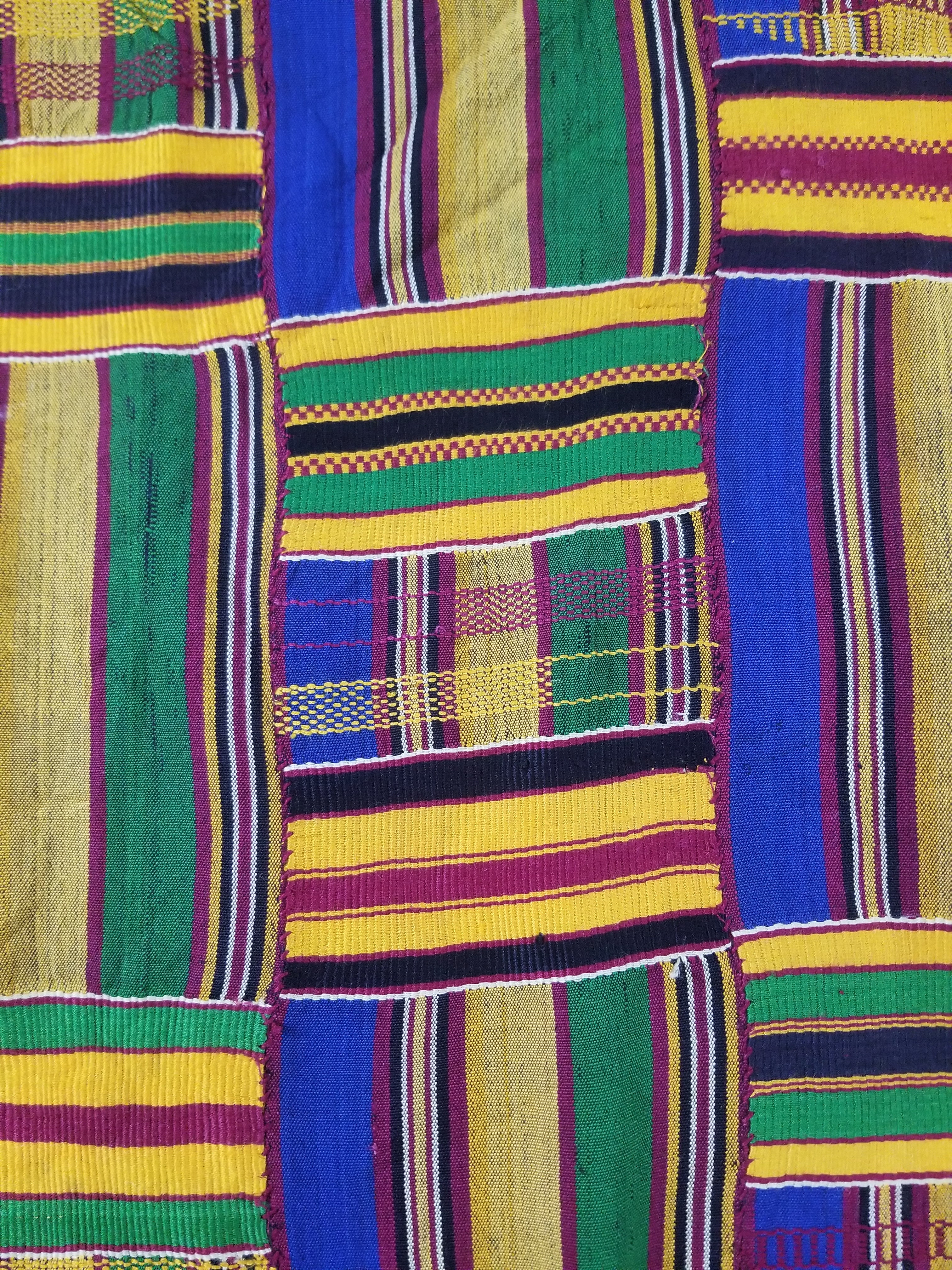 Vintage Ghana Kente Cloth Handwoven Striped Textile Throw 302x190cm