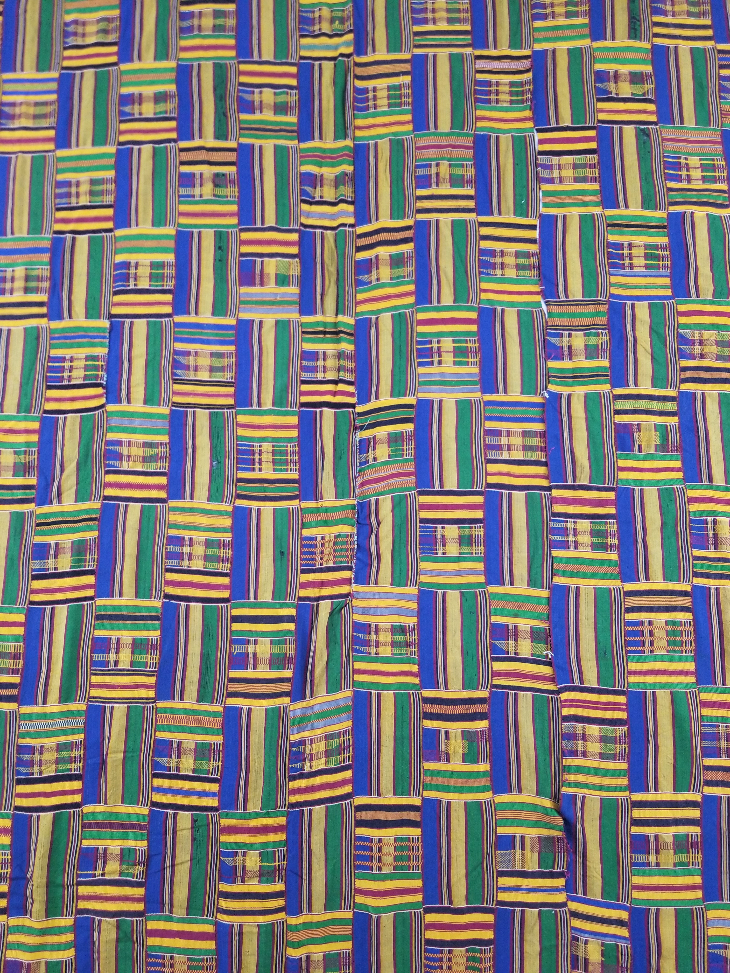 Vintage Ghana Kente Cloth Handwoven Striped Textile Throw 302x190cm