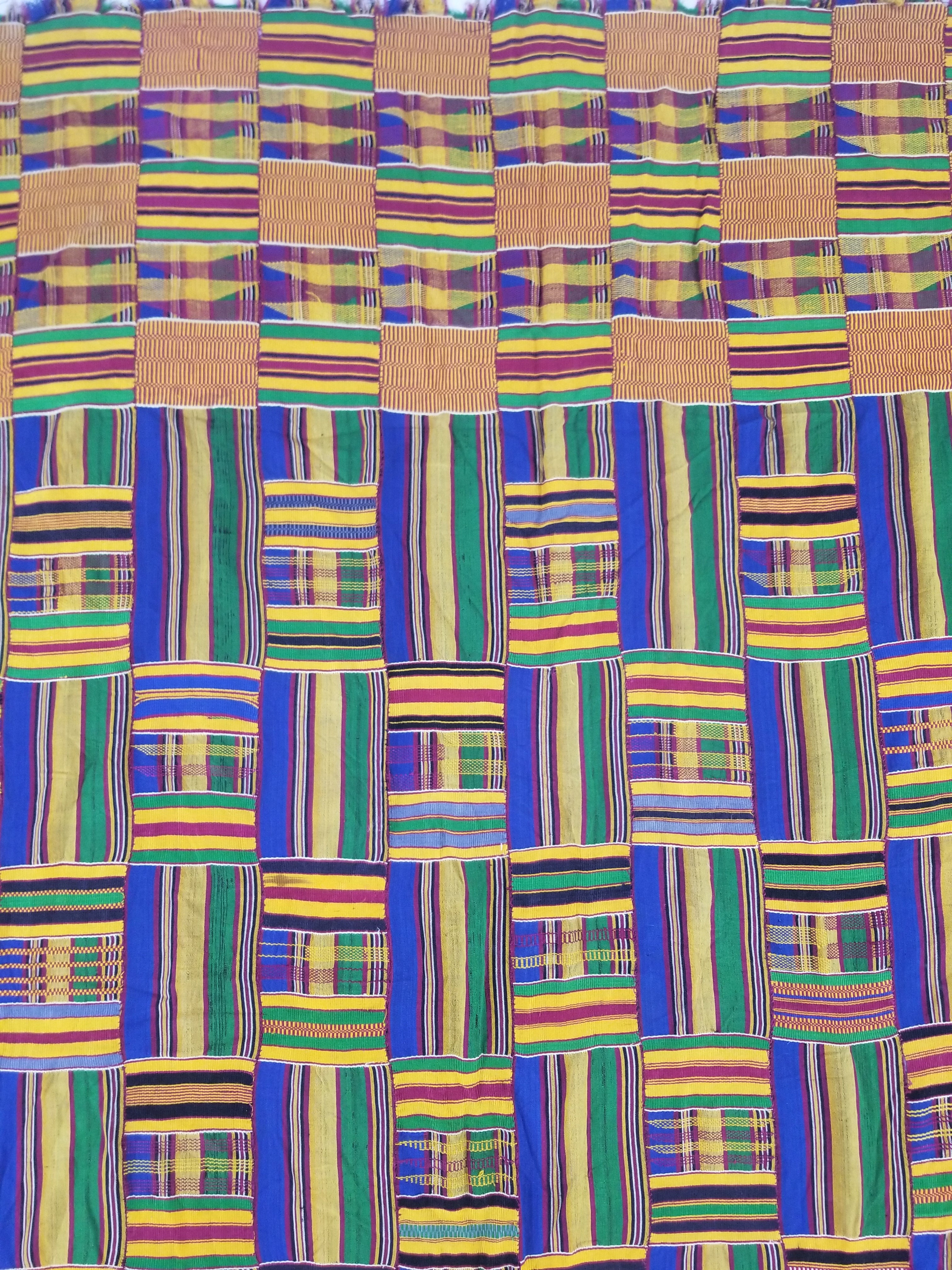 Vintage Ghana Kente Cloth Handwoven Striped Textile Throw 302x190cm