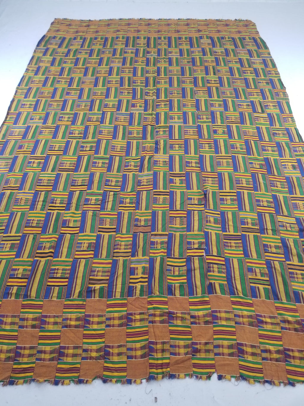Vintage Ghana Kente Cloth Handwoven Striped Textile Throw 302x190cm