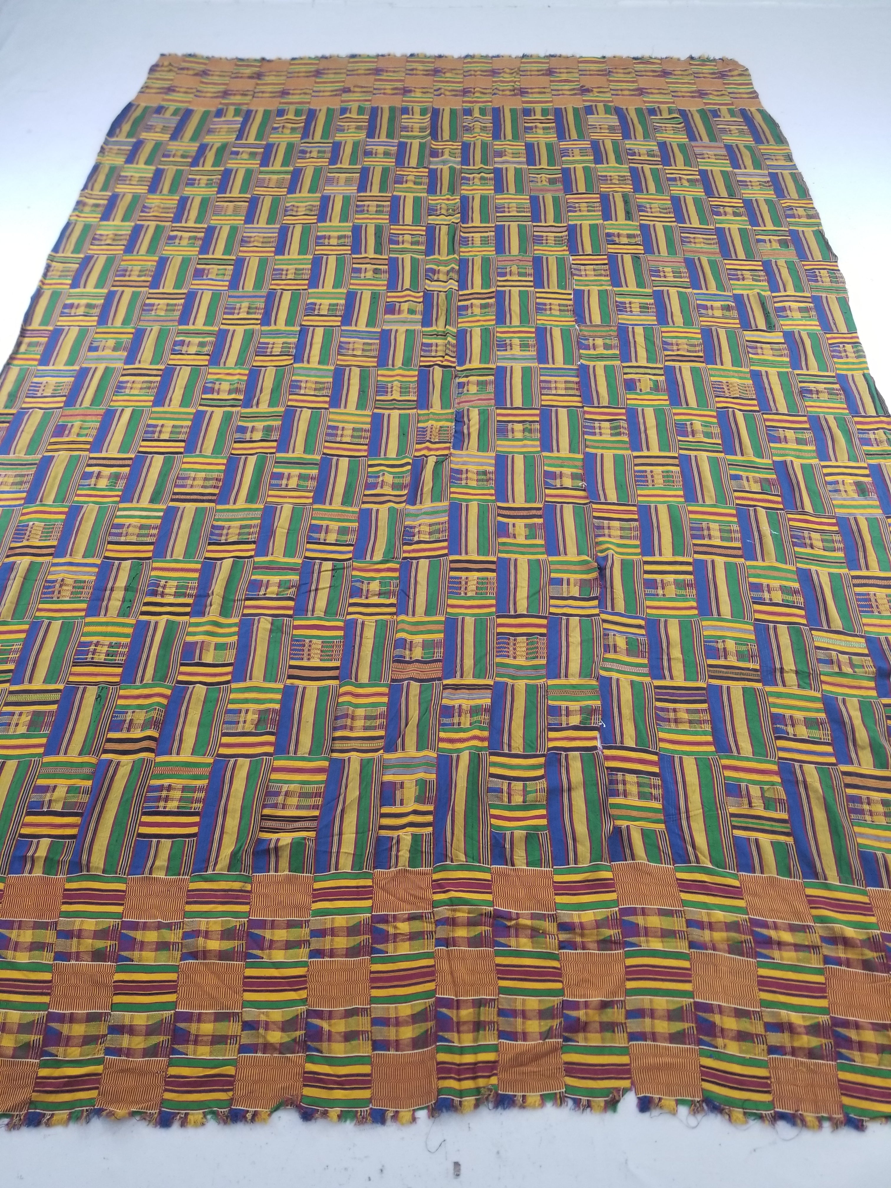 Vintage Ghana Kente Cloth Handwoven Striped Textile Throw 302x190cm