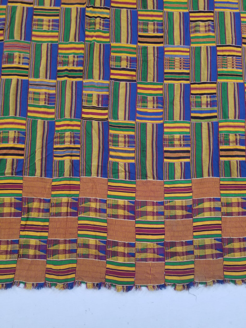Vintage Ghana Kente Cloth Handwoven Striped Textile Throw 302x190cm