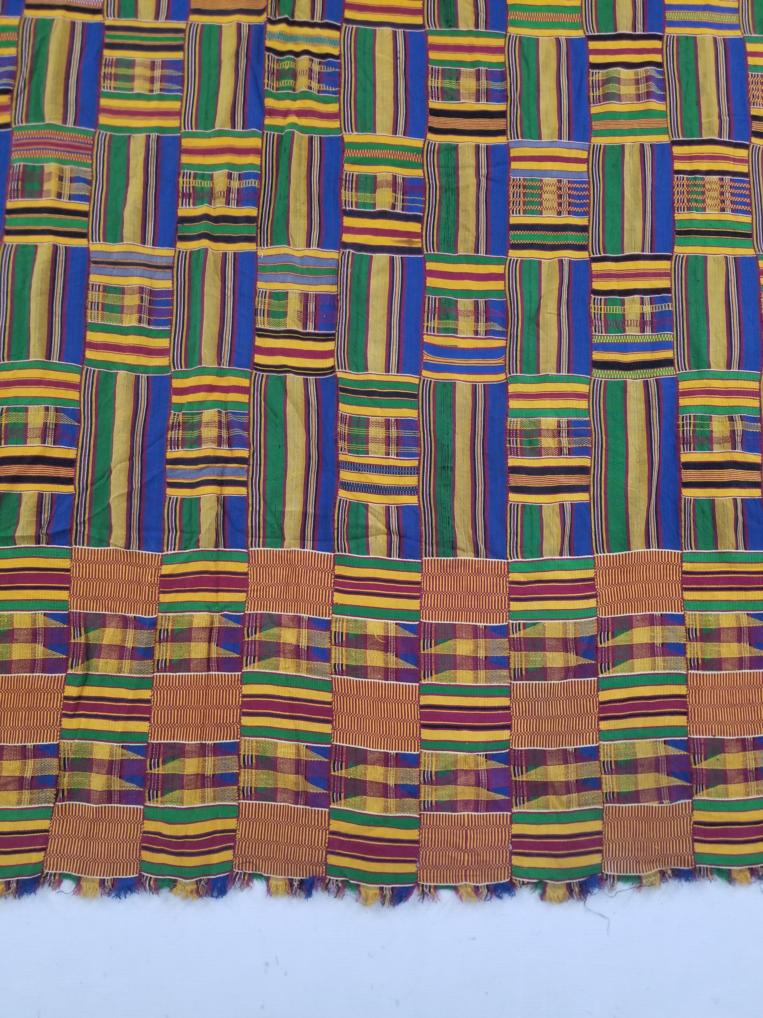 Vintage Ghana Kente Cloth Handwoven Striped Textile Throw 302x190cm