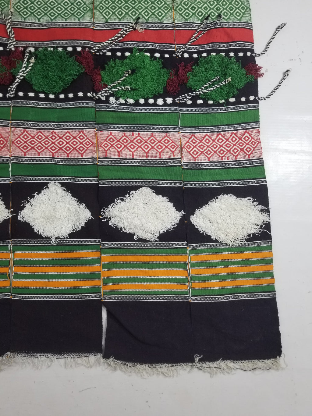 Vintage African Handwoven Tufted Embellishment Fulani Khasa Blanket 192x182cm