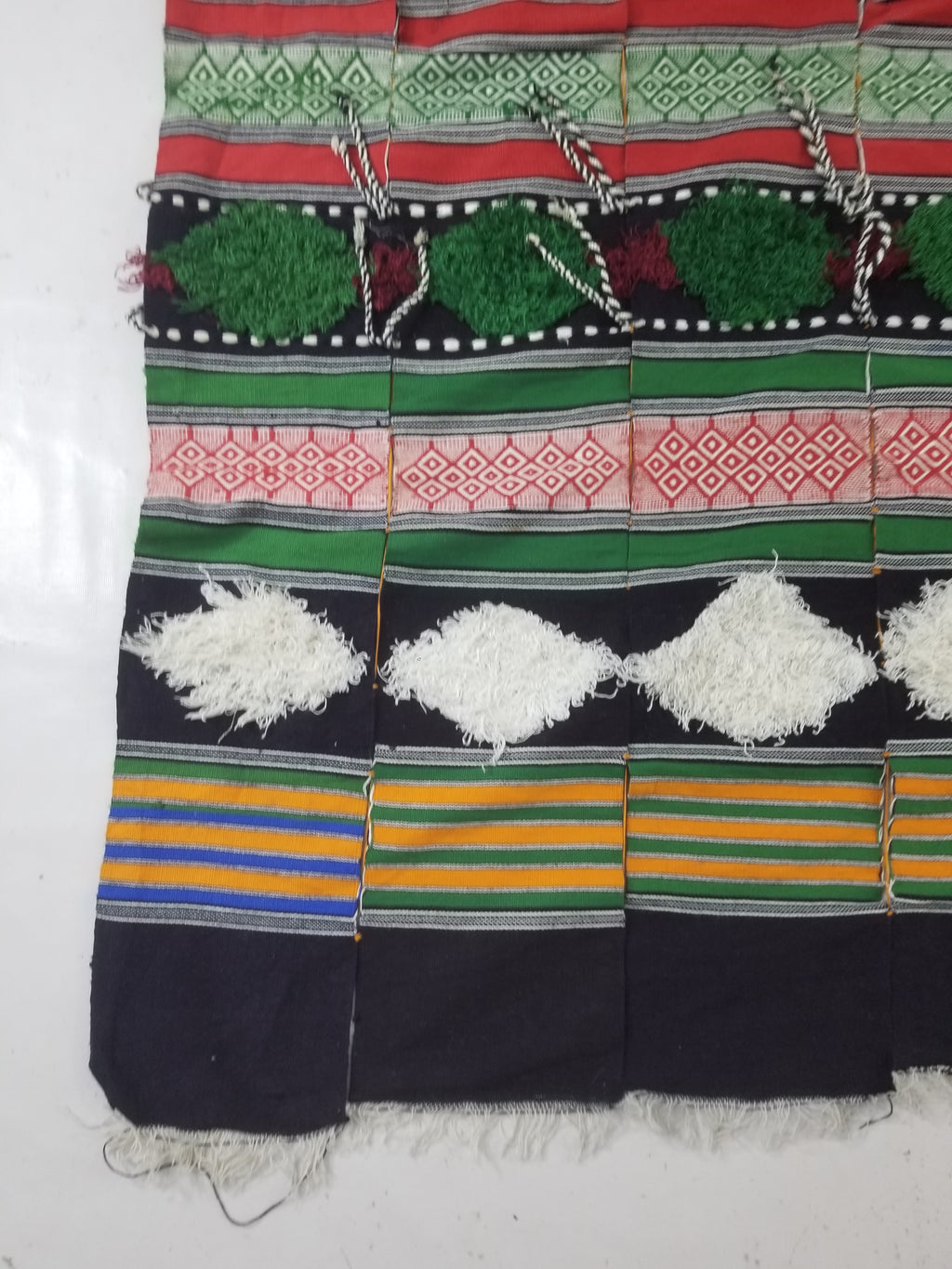 Vintage African Handwoven Tufted Embellishment Fulani Khasa Blanket 192x182cm