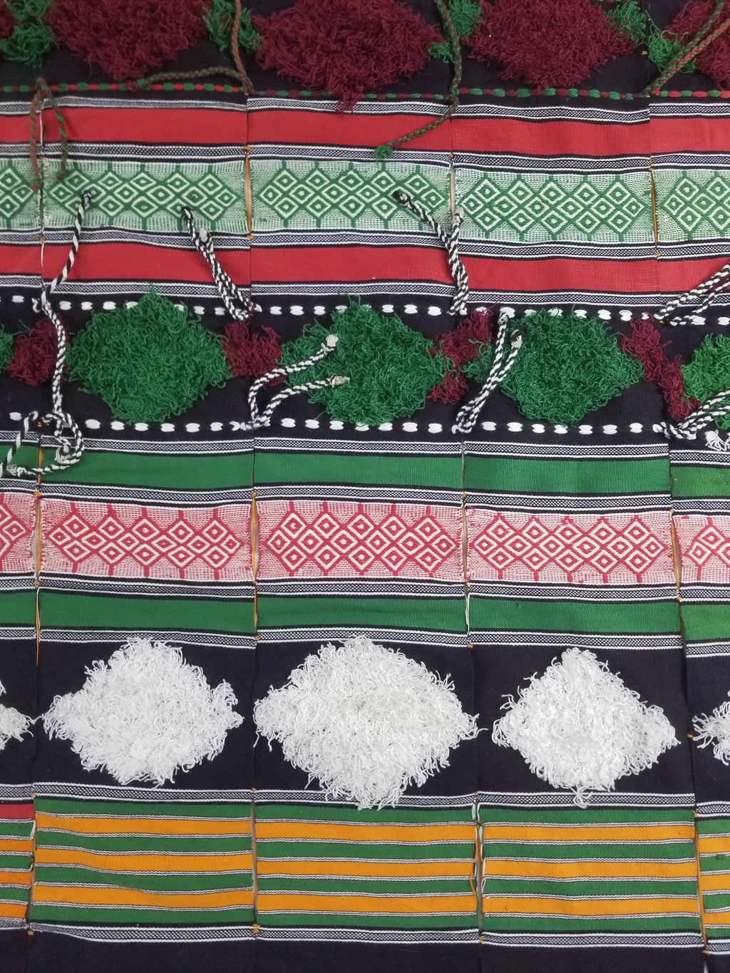 Vintage African Handwoven Tufted Embellishment Fulani Khasa Blanket 192x182cm