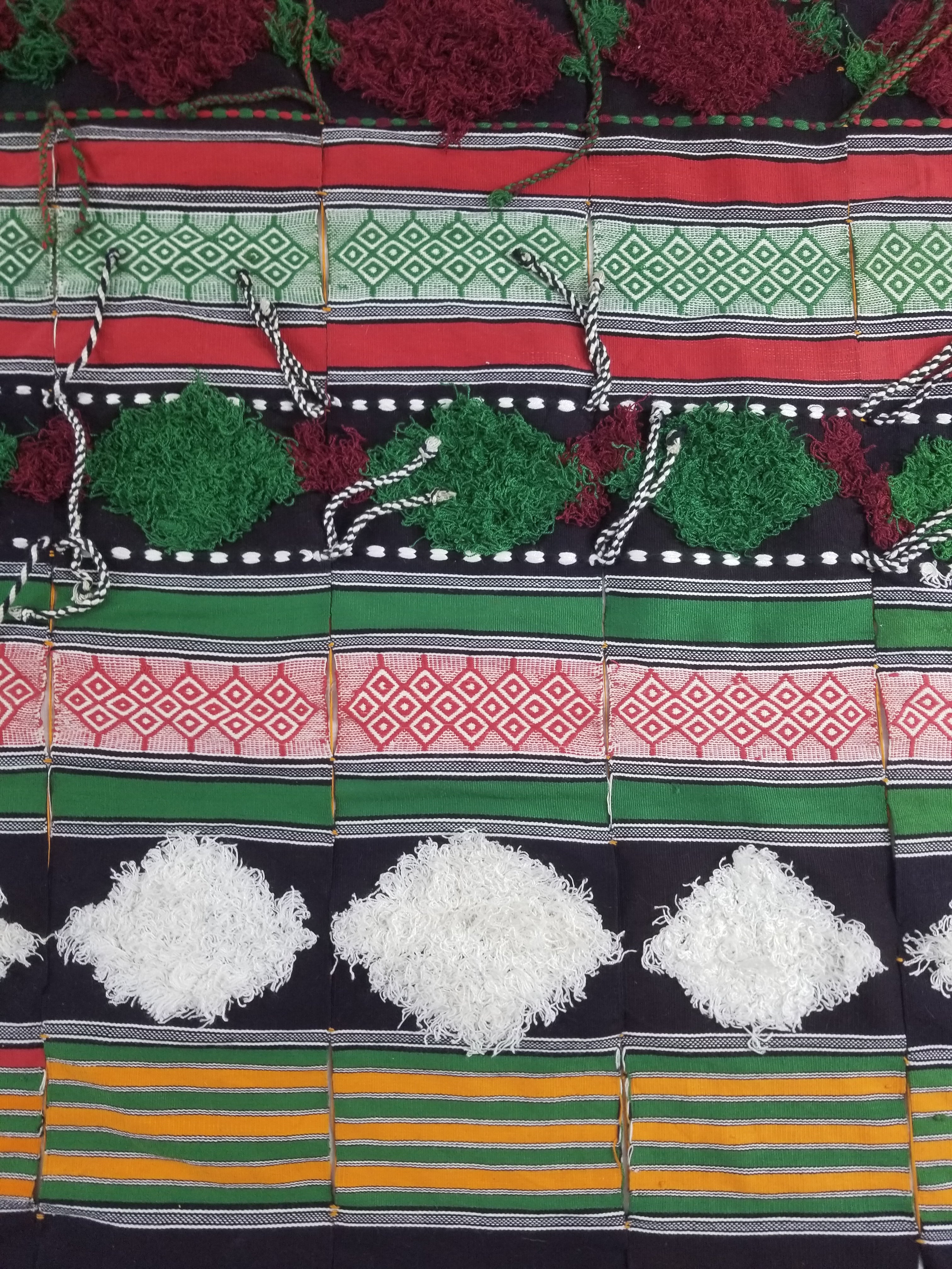 Vintage African Handwoven Tufted Embellishment Fulani Khasa Blanket 192x182cm