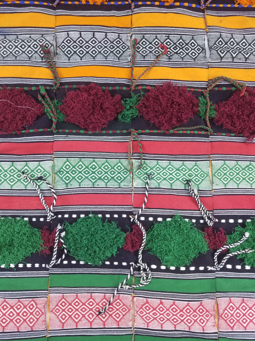 Vintage African Handwoven Tufted Embellishment Fulani Khasa Blanket 192x182cm