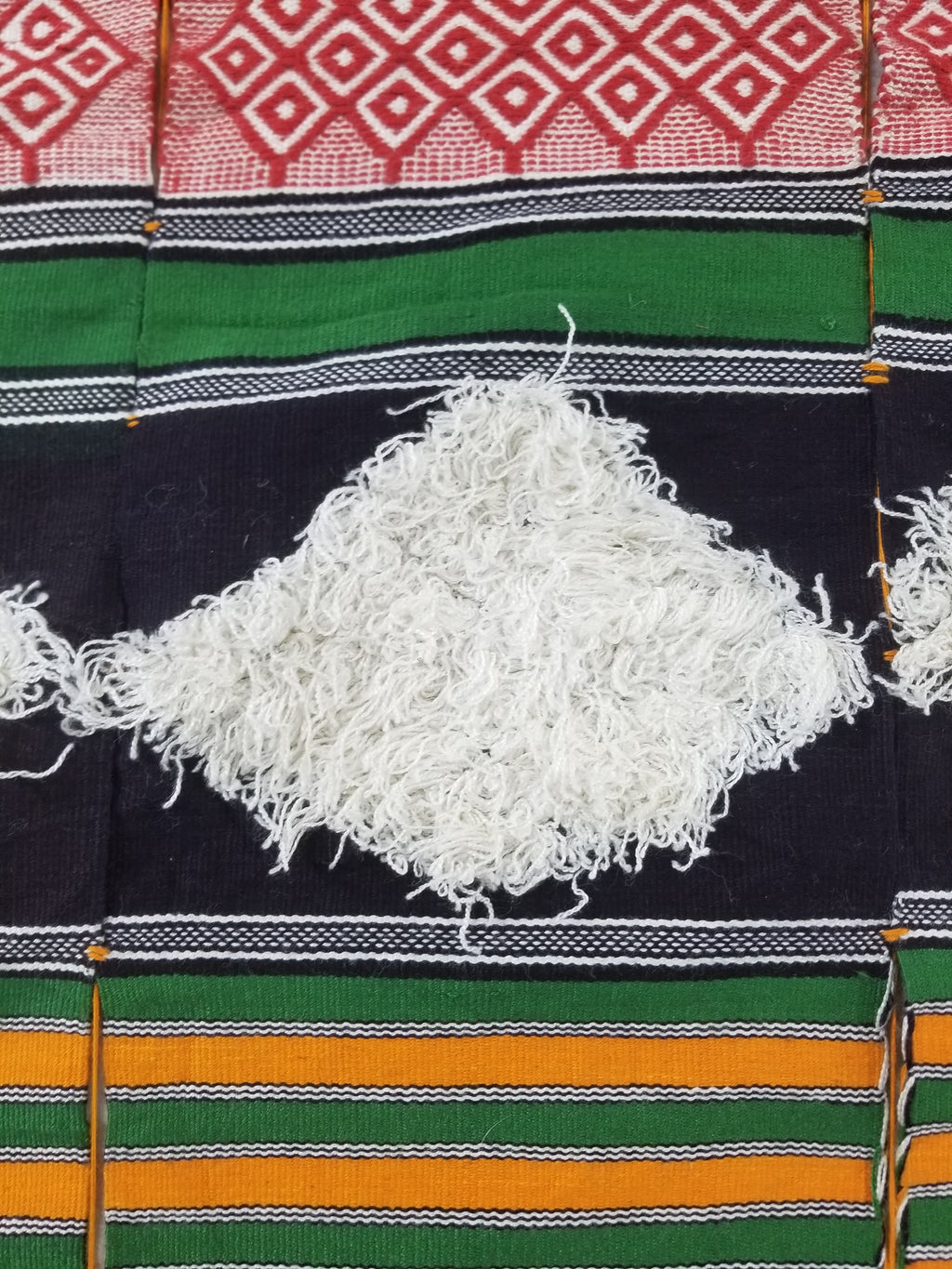 Vintage African Handwoven Tufted Embellishment Fulani Khasa Blanket 192x182cm
